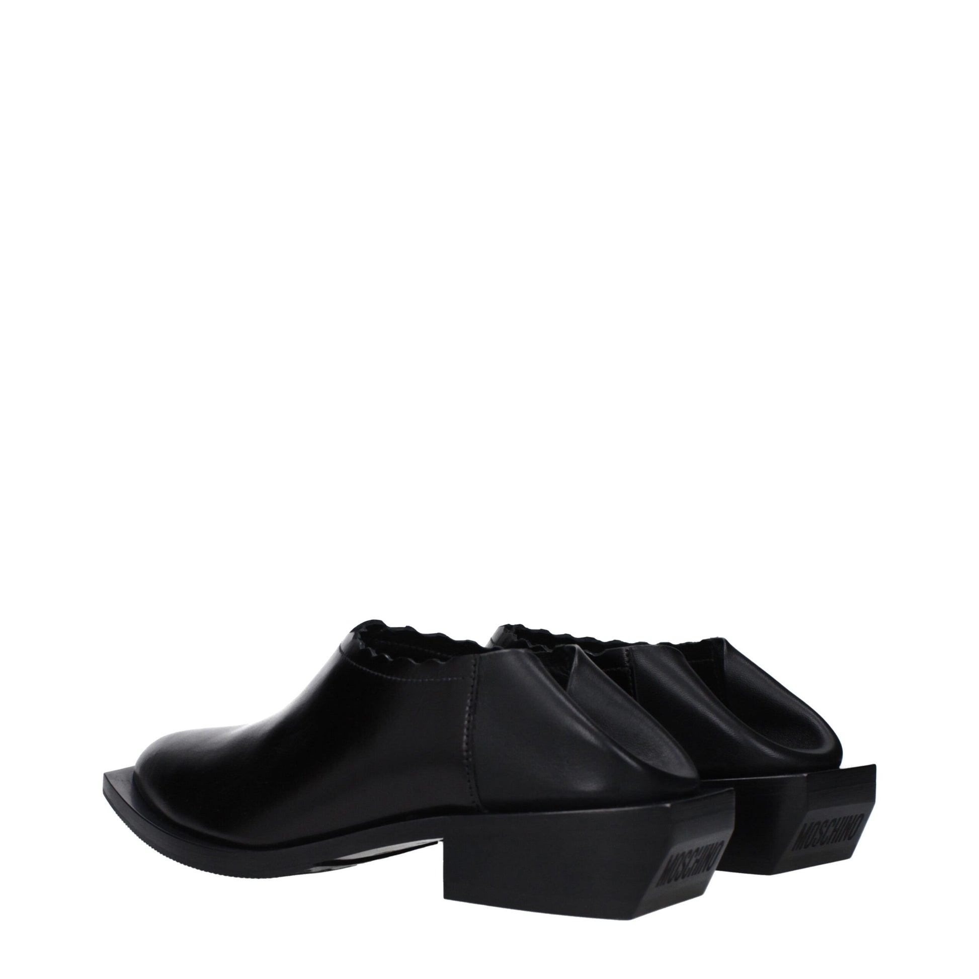 Moschino Black Leather Mules Moschino