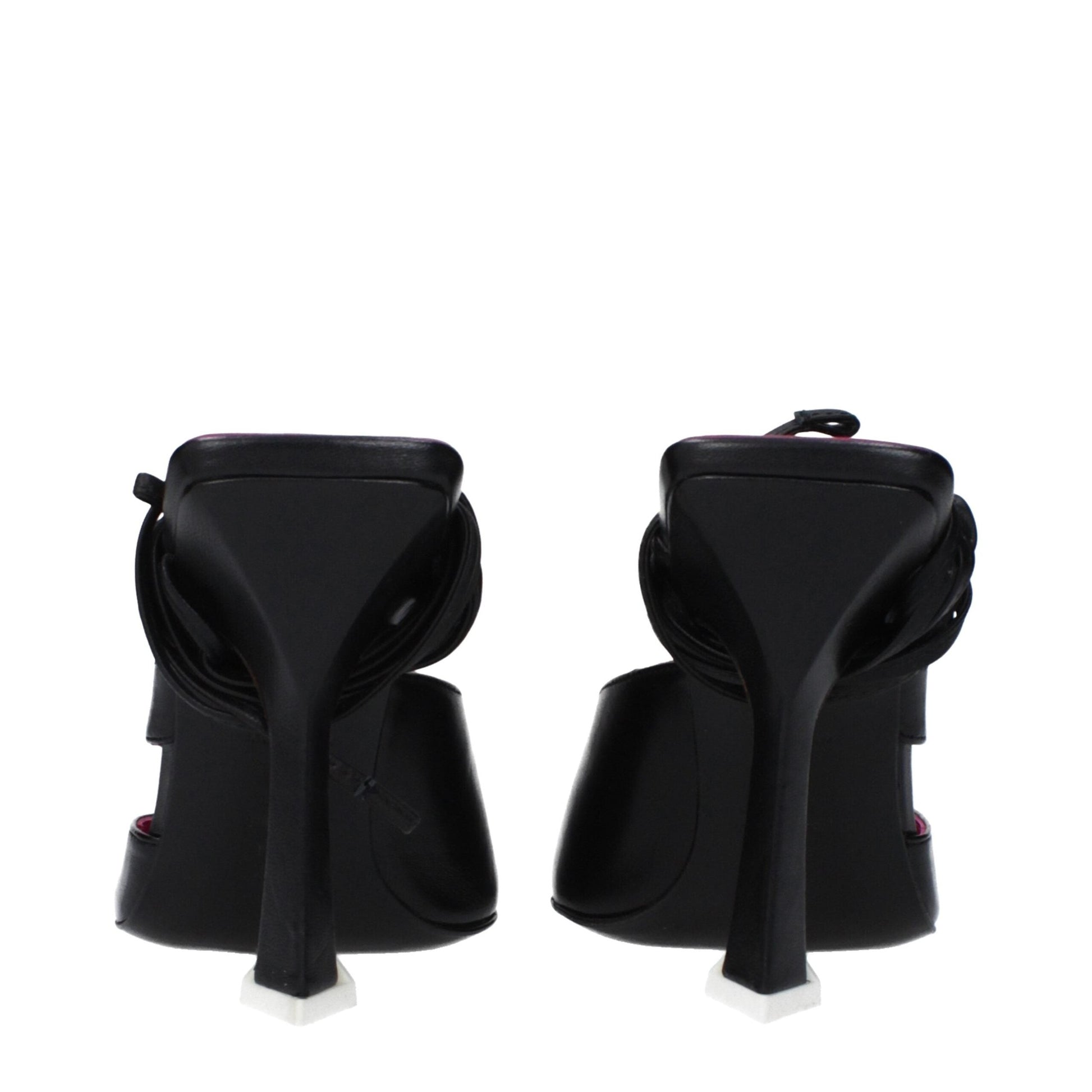 The Attico Black Leather Stiletto Heel Sandals The Attico
