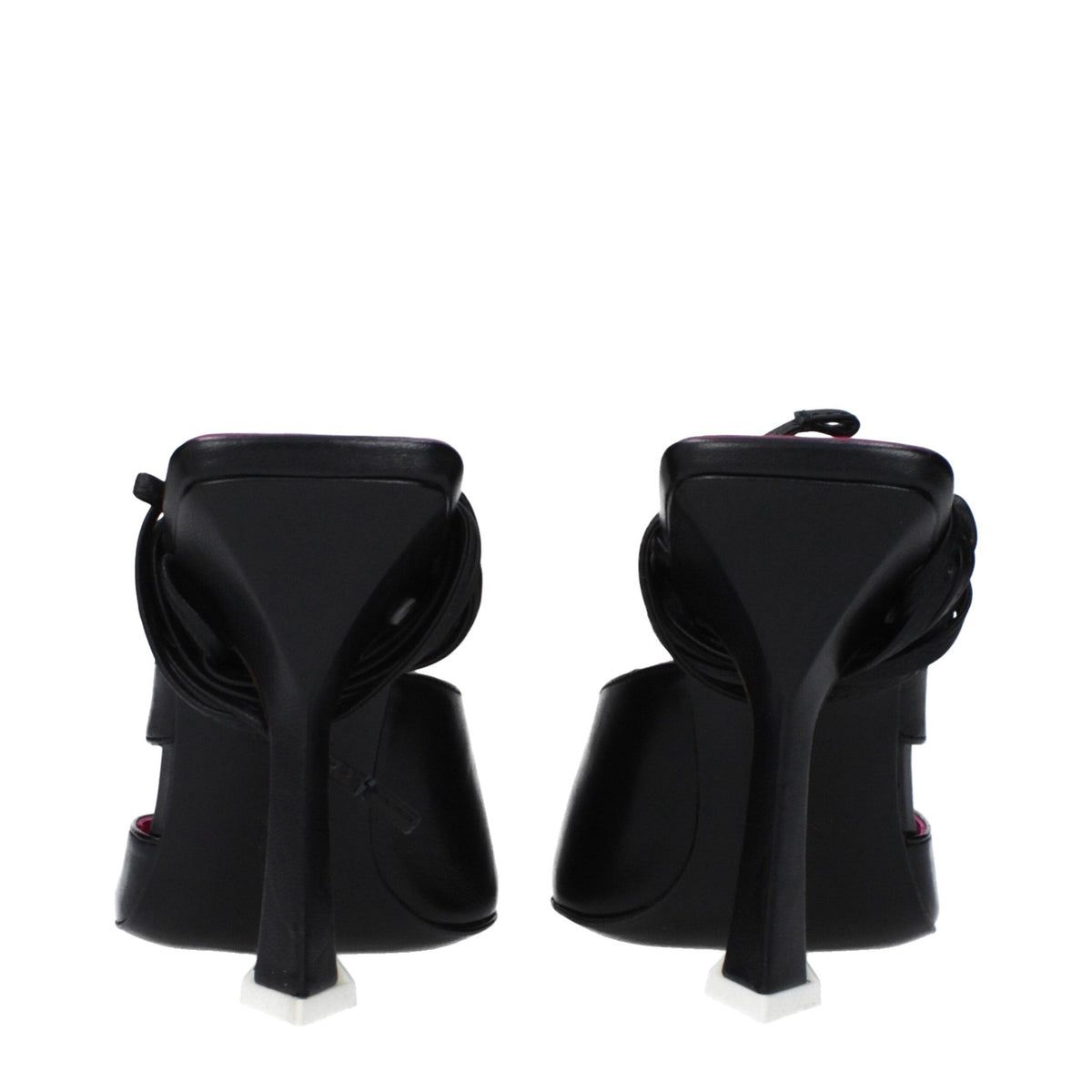 The Attico Black Leather Stiletto Heel Sandals The Attico