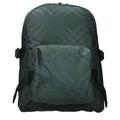 Burberry green fabric backpack with adjustable straps and front pocket, featuring the iconic Burberry check pattern.