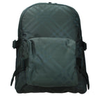 Burberry green fabric backpack with adjustable straps and front pocket, featuring the iconic Burberry check pattern.