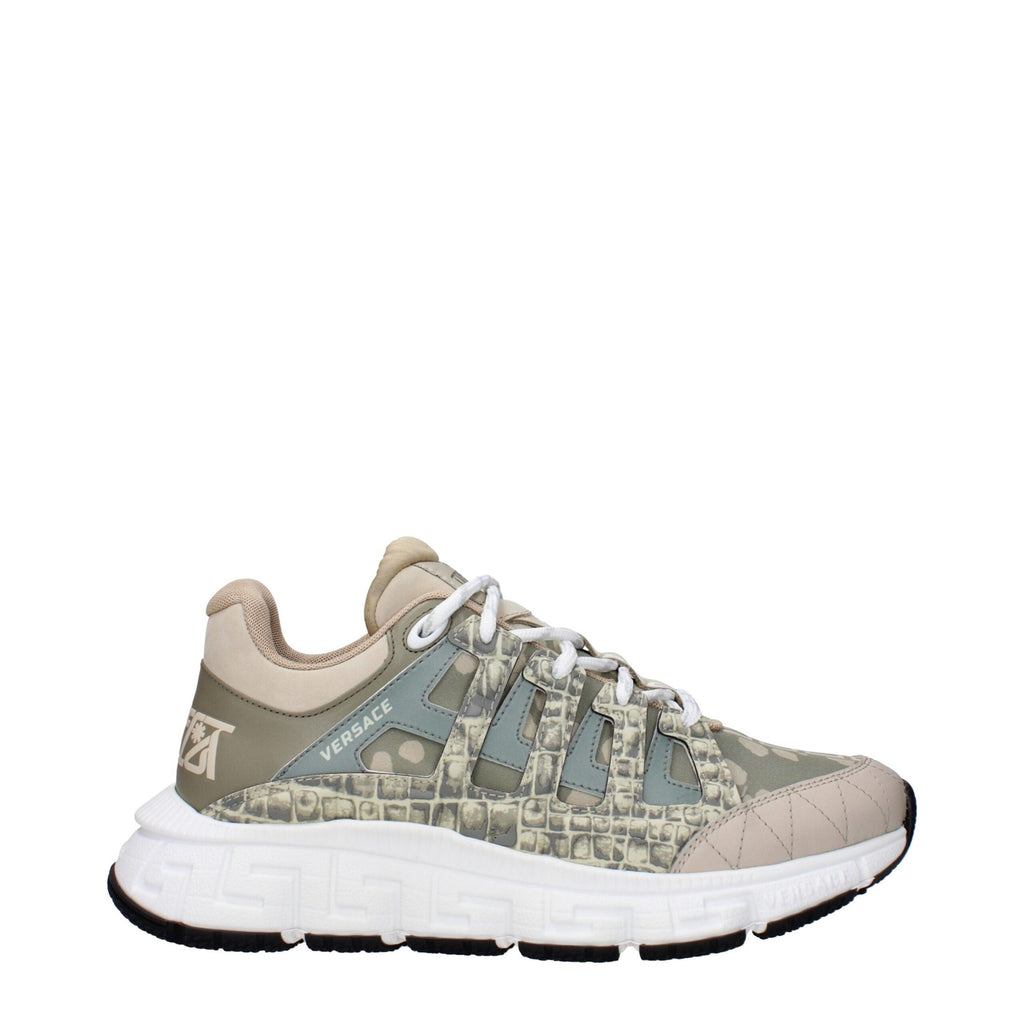 Versace Green Fabric Low Top Sneakers Versace