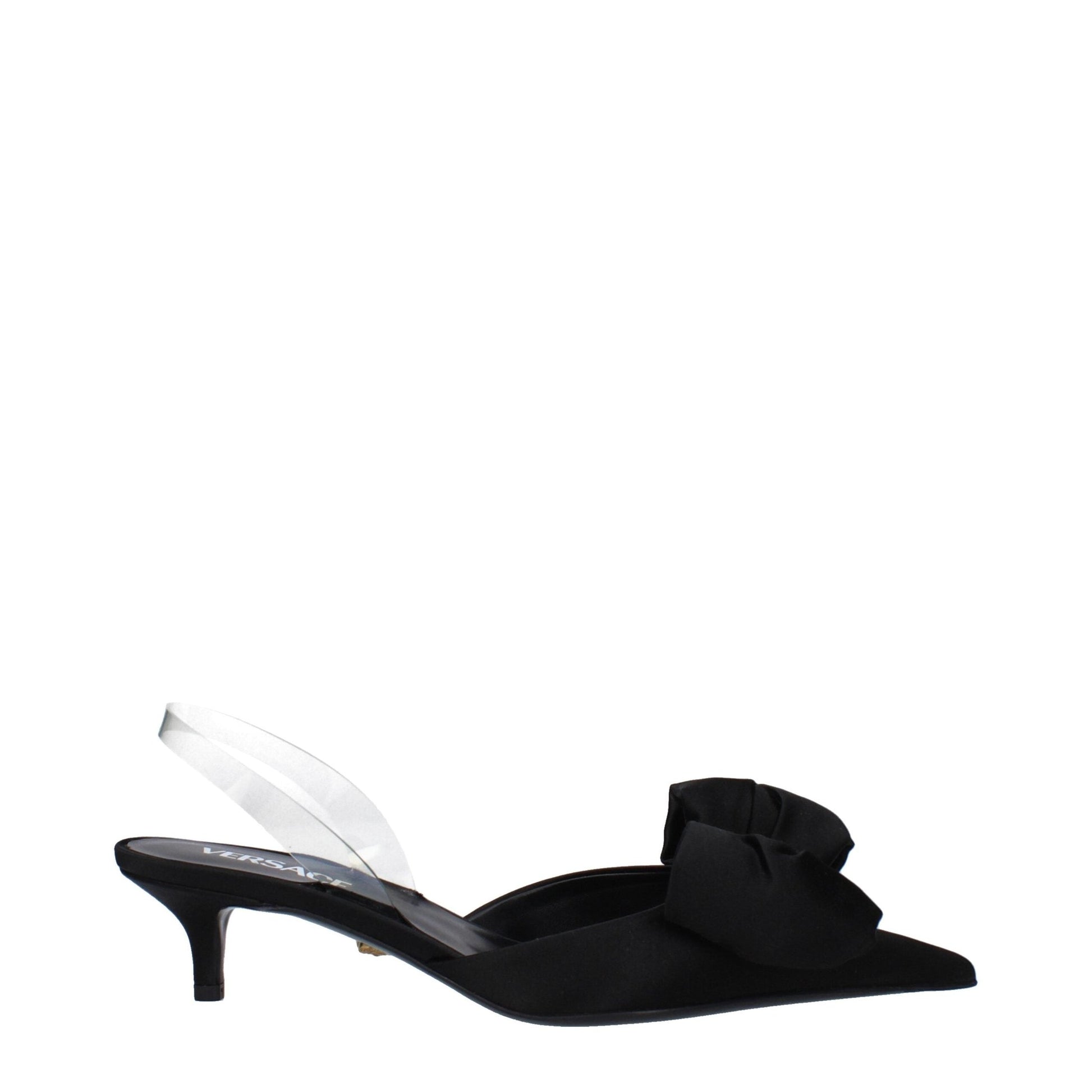 Versace Black Satin Flat Sandals Versace