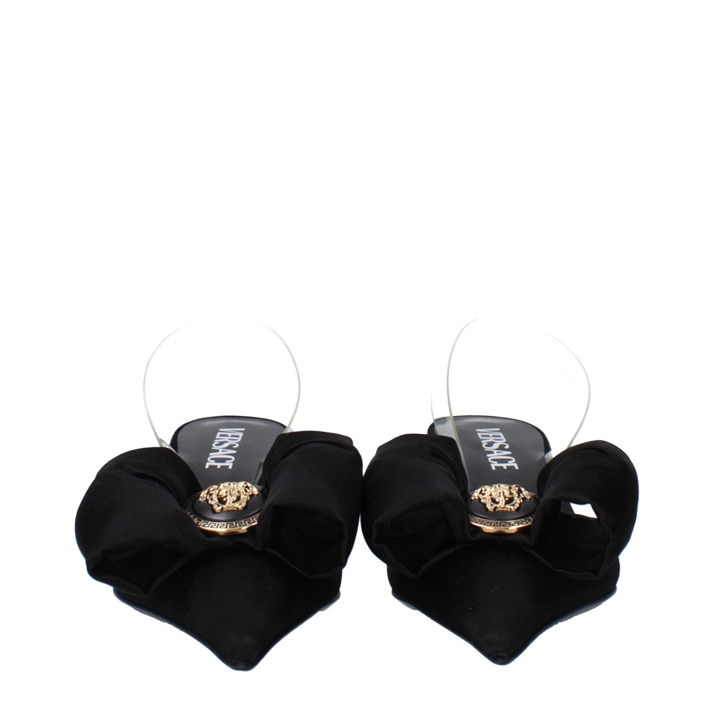Versace Black Satin Flat Sandals Versace