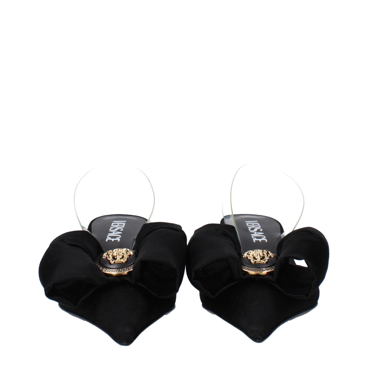 Versace Black Satin Flat Sandals Versace