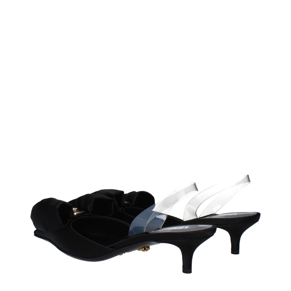 Versace Black Satin Flat Sandals Versace