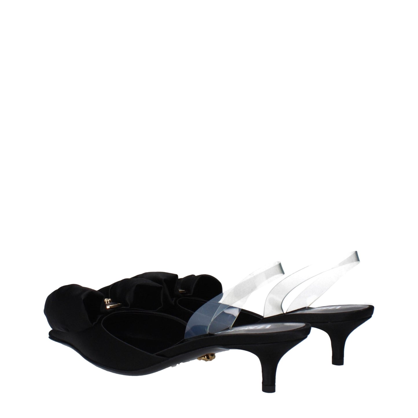 Versace Black Satin Flat Sandals Versace