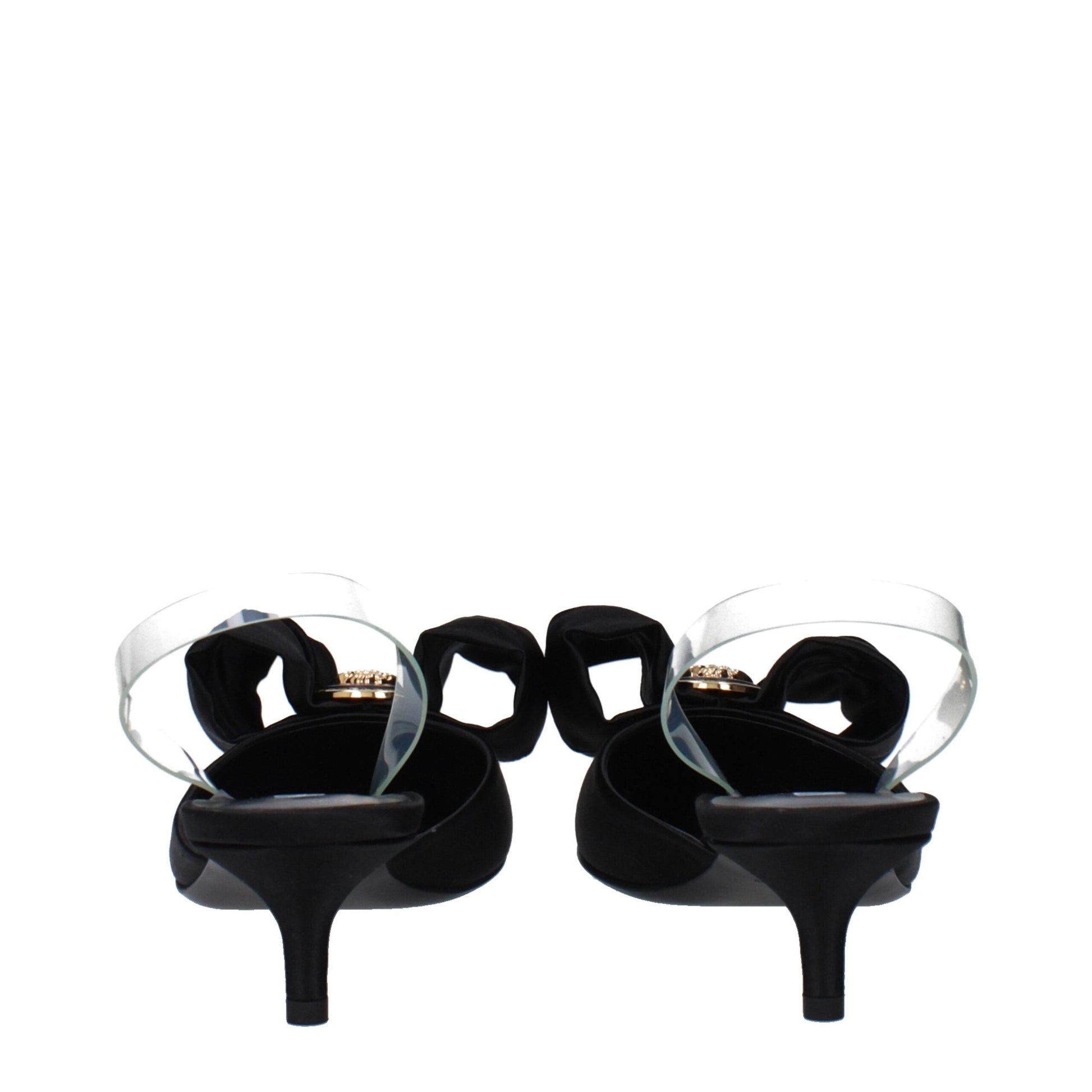 Versace Black Satin Flat Sandals Versace