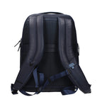 Piquadro blue leather backpack with multiple compartments and adjustable straps, stylish and functional for everyday use.