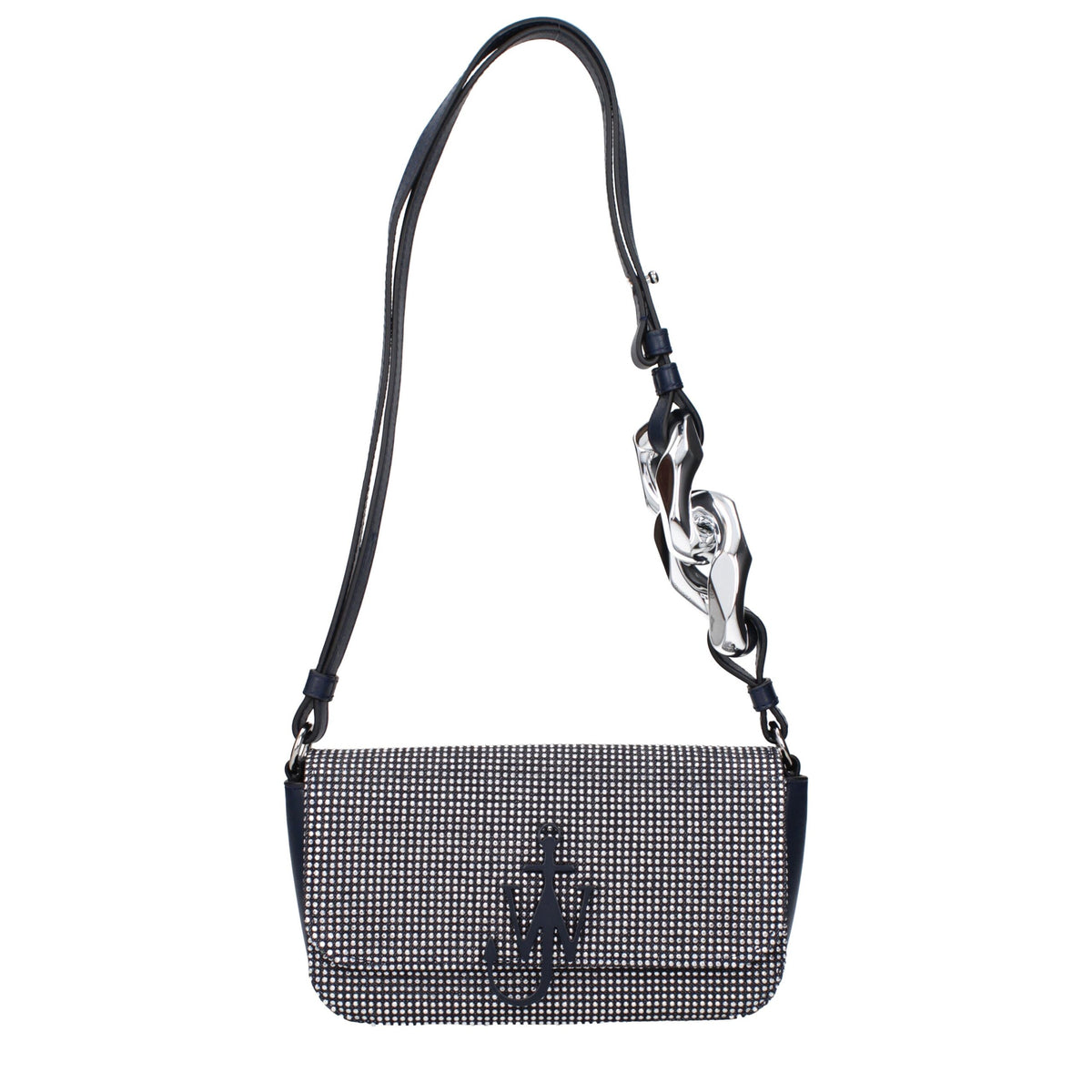Blue fabric shoulder bag by J.W. Anderson with sleek design and shoulder strap, stylish and versatile accessory.