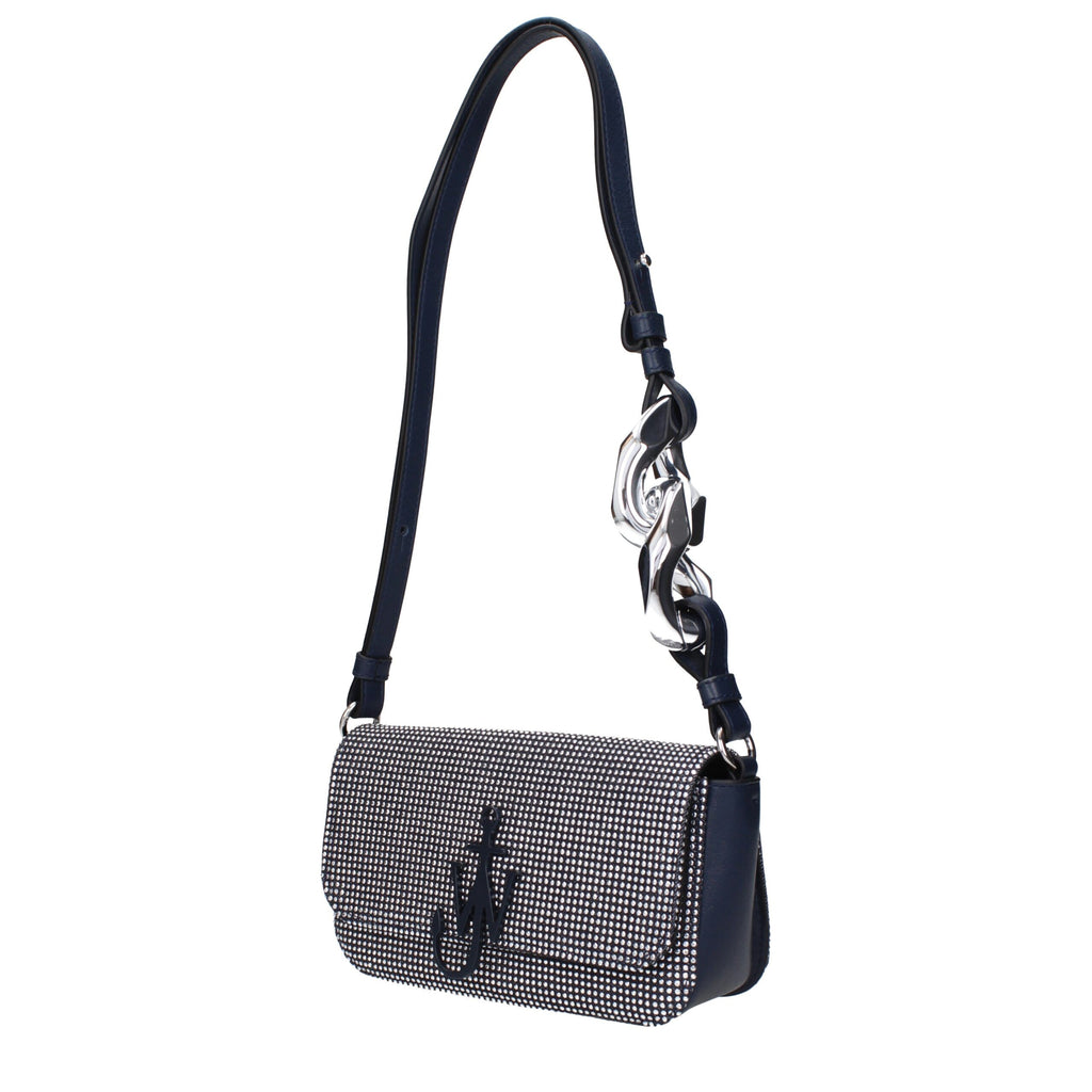 Blue fabric shoulder bag by J.W. Anderson featuring a sleek design and adjustable strap.