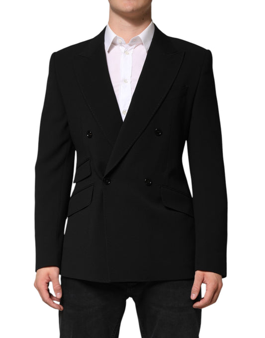 Dolce & Gabbana Black SICILIA Double Breasted Coat Blazer Dolce & Gabbana