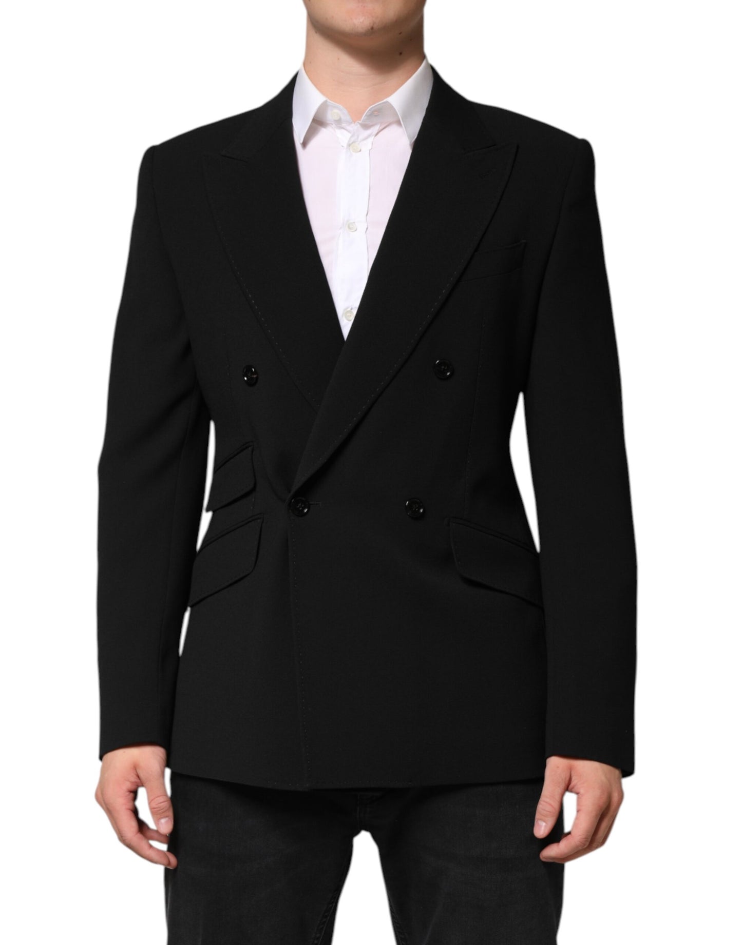 Dolce & Gabbana Black SICILIA Double Breasted Coat Blazer Dolce & Gabbana