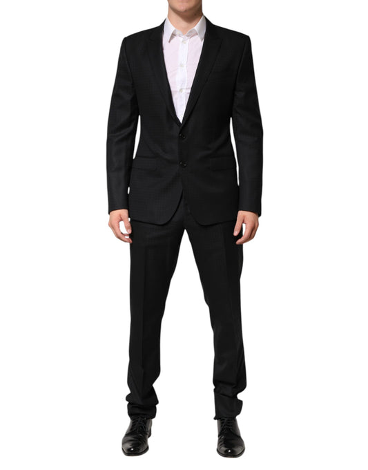 Dolce & Gabbana Black Jacquard Single Breasted 2 Piece Suit Dolce & Gabbana