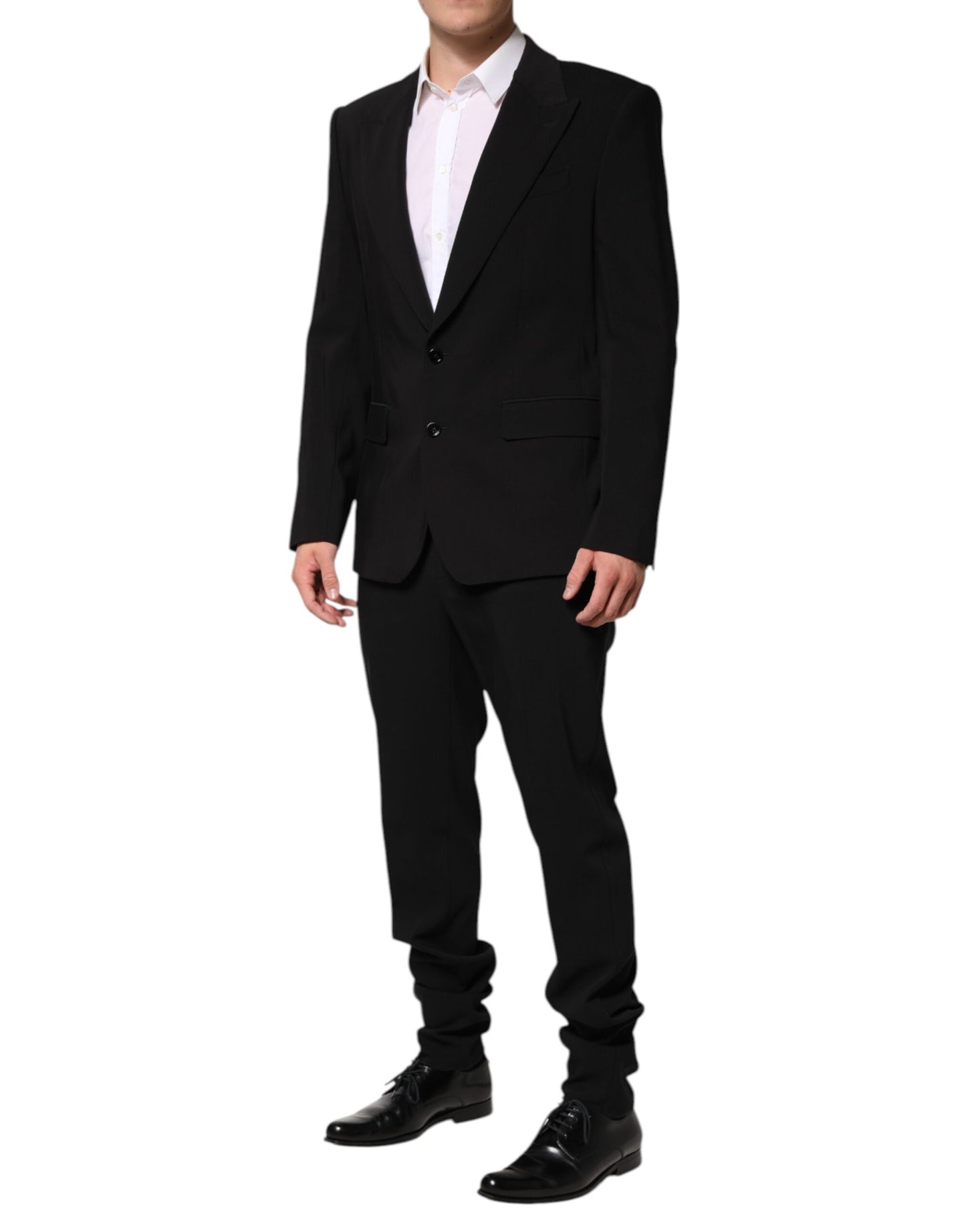 Dolce & Gabbana Black Cotton Single Breasted 2 Piece Suit Dolce & Gabbana