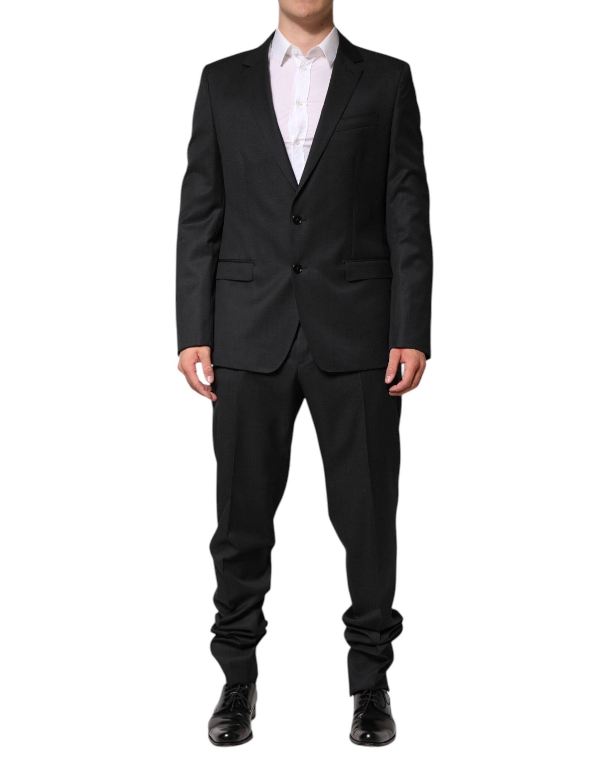 Dolce & Gabbana Dark Gray Wool Single Breasted 2 Piece Suit Dolce & Gabbana