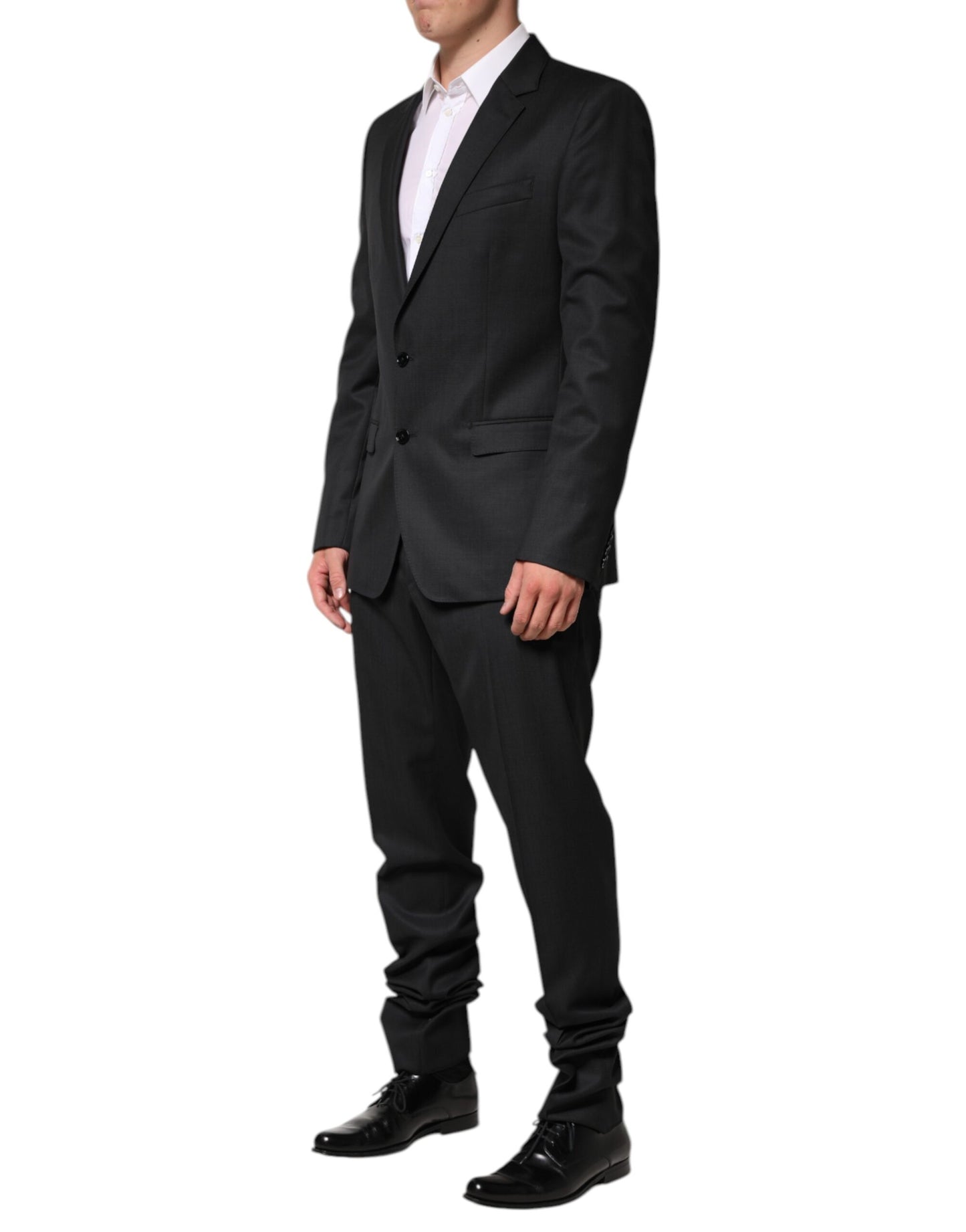 Dolce & Gabbana Dark Gray Wool Single Breasted 2 Piece Suit Dolce & Gabbana