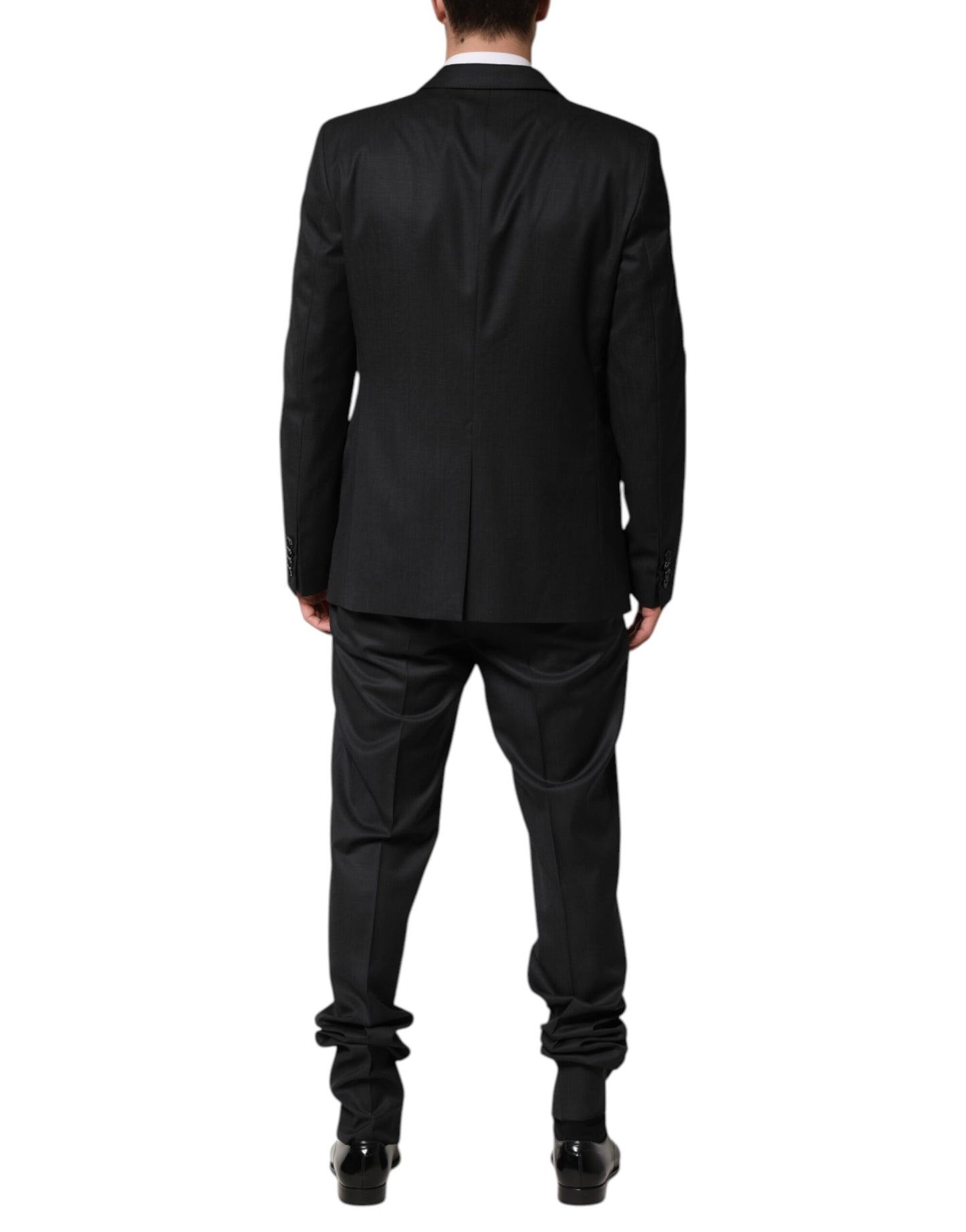 Dolce & Gabbana Dark Gray Wool Single Breasted 2 Piece Suit Dolce & Gabbana