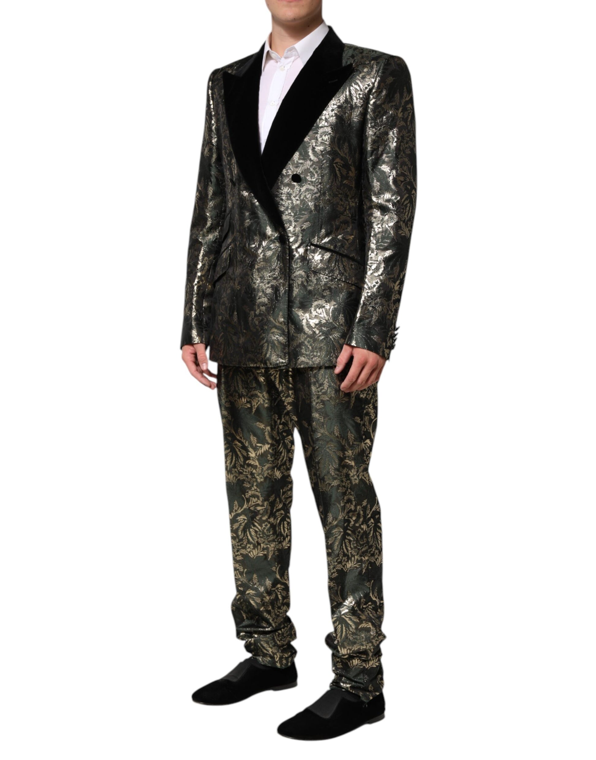 Dolce & Gabbana Metallic Floral Jacquard Silk 2 Piece Suit Dolce & Gabbana