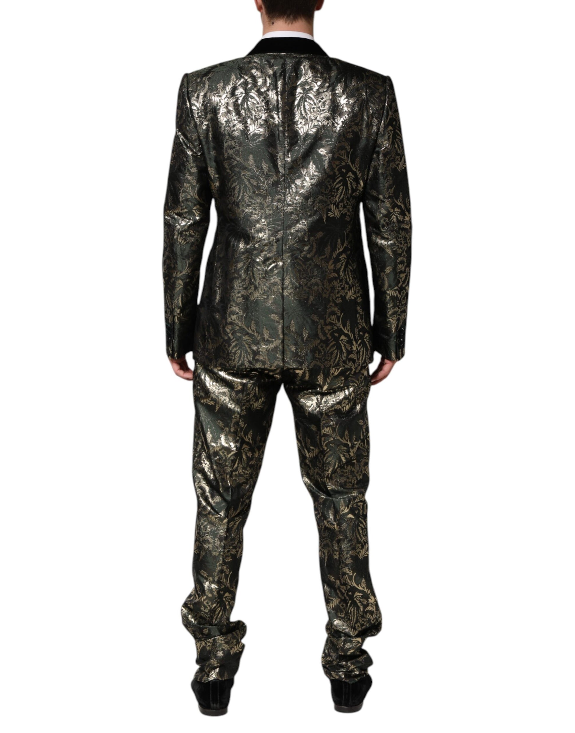 Dolce & Gabbana Metallic Floral Jacquard Silk 2 Piece Suit Dolce & Gabbana