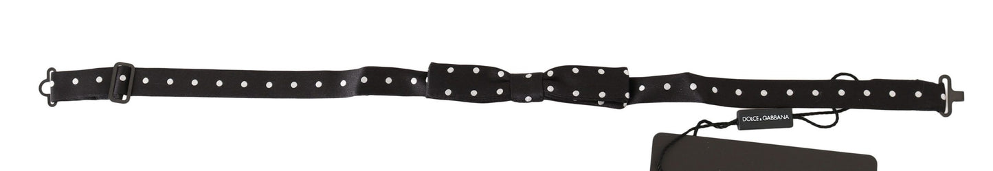 Dolce & Gabbana Black 100% Silk Polka Dot Adjustable Neck Bow Tie Dolce & Gabbana
