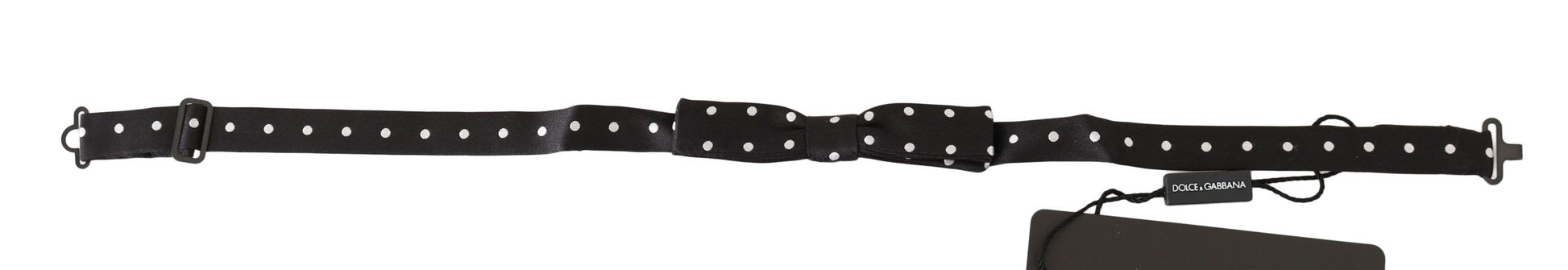 Dolce & Gabbana Black 100% Silk Polka Dot Adjustable Neck Bow Tie Dolce & Gabbana