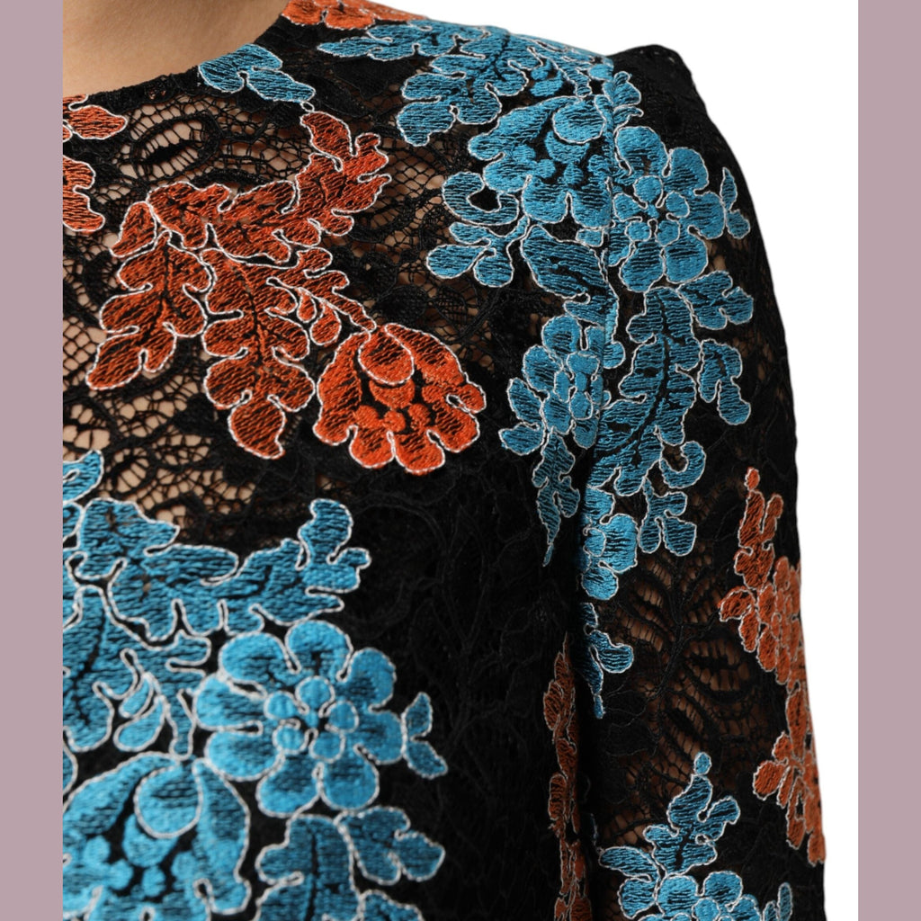 Dolce & Gabbana Multicolor Floral Embroidery Shift Mini Dress