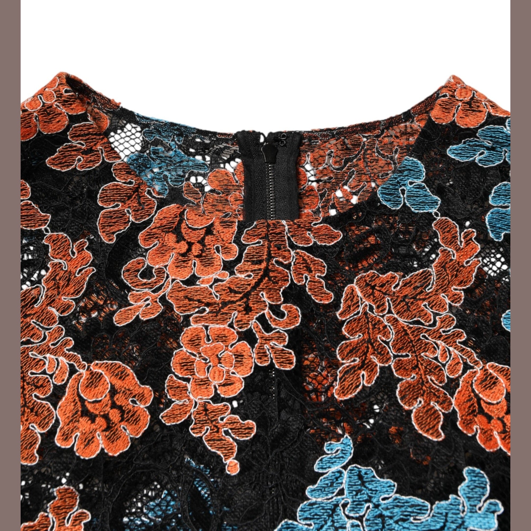 Dolce & Gabbana Multicolor Floral Embroidery Shift Mini Dress