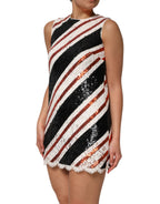 Dolce & Gabbana Multicolor Sequin Embellished Shift Dress