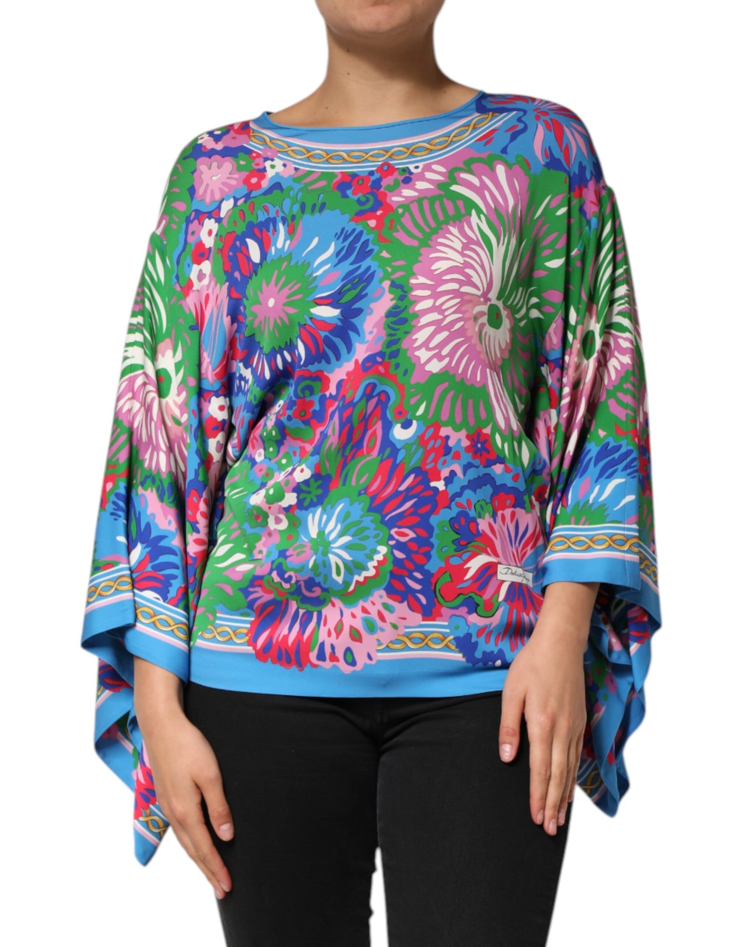 Dolce & Gabbana Multicolor Floral Printed Tunic Blouse Top Dolce & Gabbana