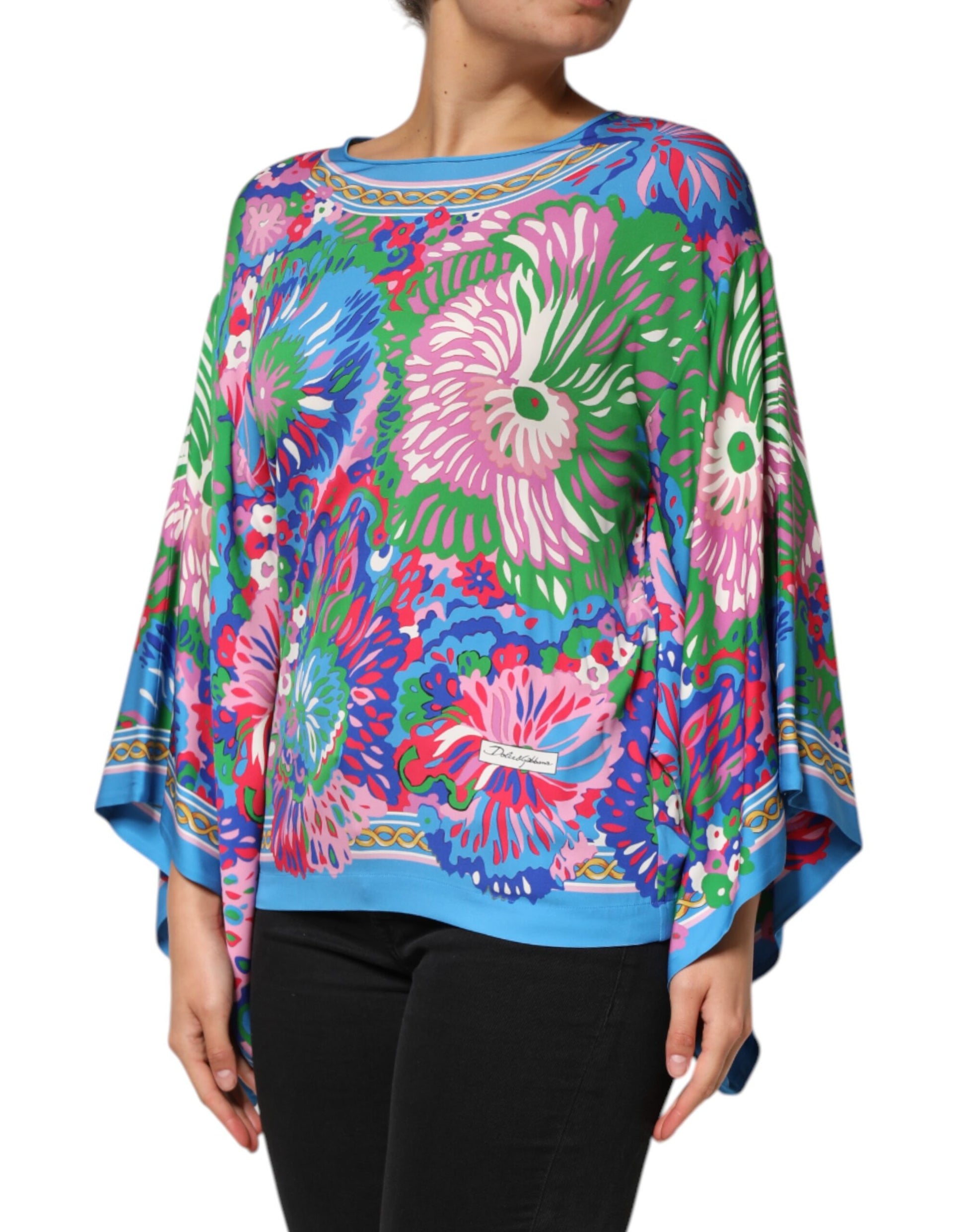 Dolce & Gabbana Multicolor Floral Printed Tunic Blouse Top Dolce & Gabbana
