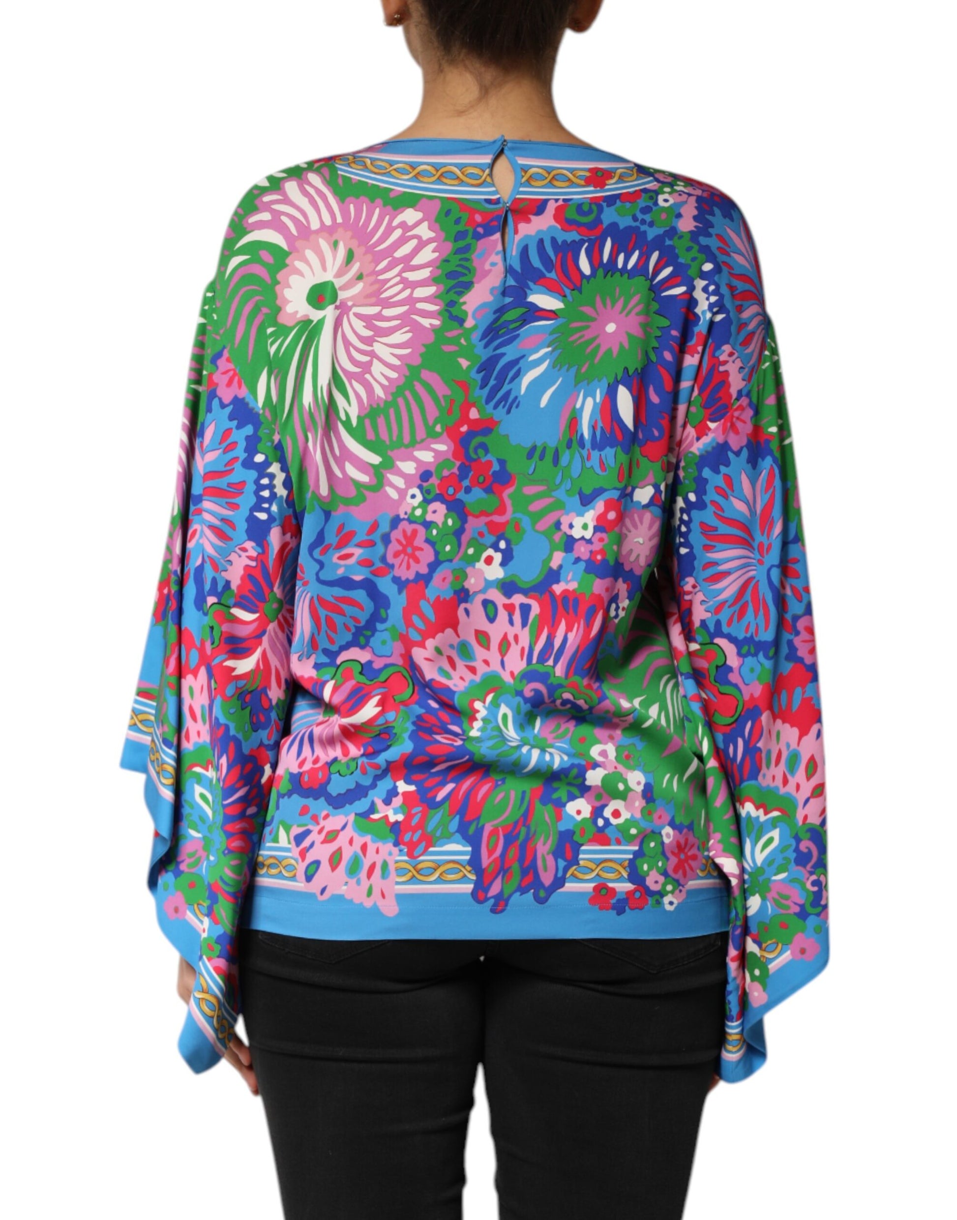 Dolce & Gabbana Multicolor Floral Printed Tunic Blouse Top Dolce & Gabbana