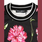 Dolce & Gabbana Black Floral Print Cotton Short Sleeves Top