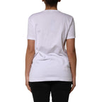 Dolce & Gabbana White Cotton Sequin Embellished Top T-shirt