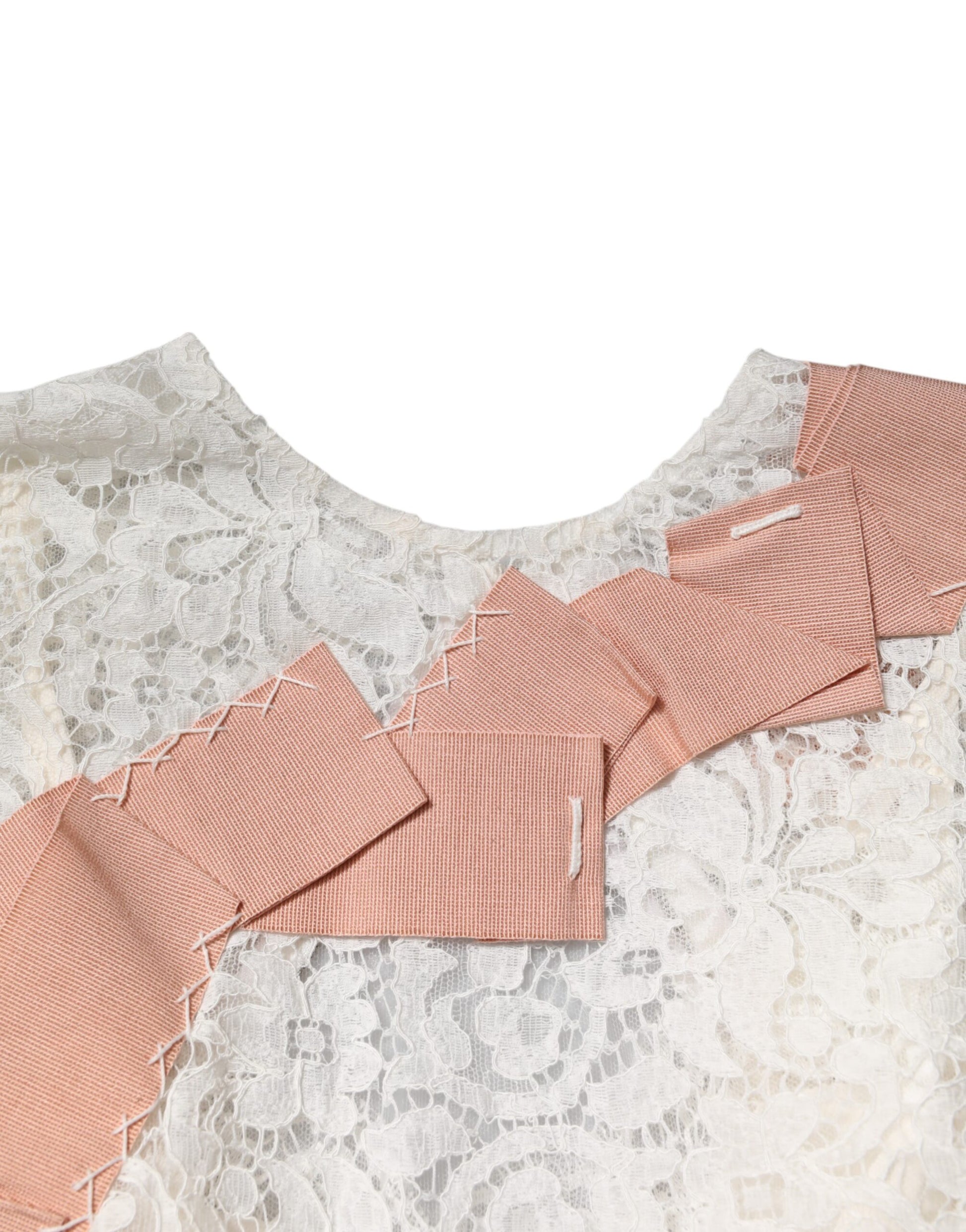 Dolce & Gabbana White Floral Lace Short Sleeves Blouse Top Dolce & Gabbana