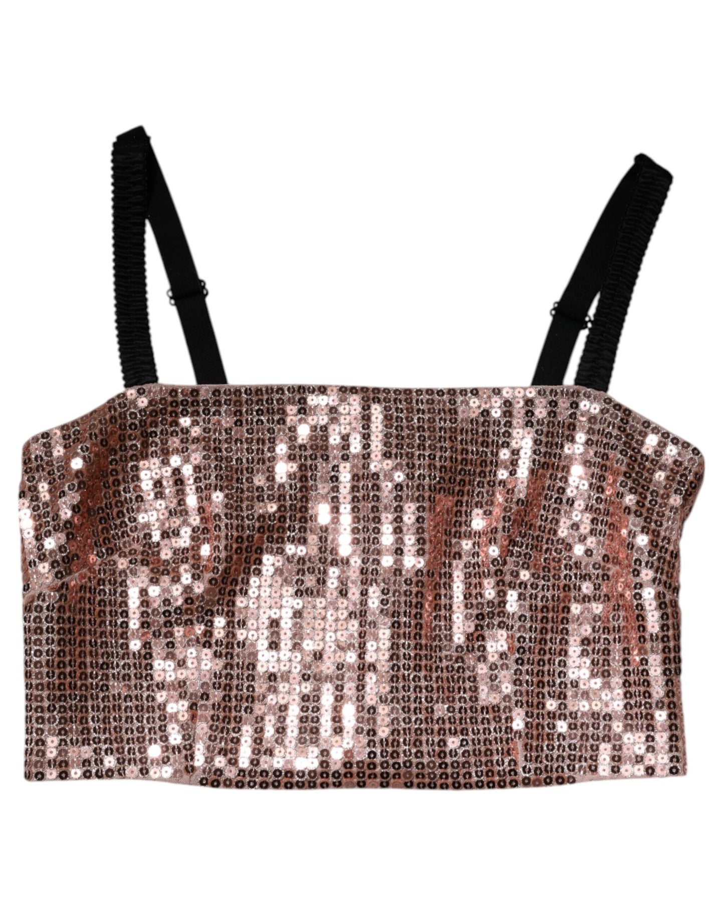 Dolce & Gabbana Pink Sequined Nylon Sleeveless Cropped Top Dolce & Gabbana