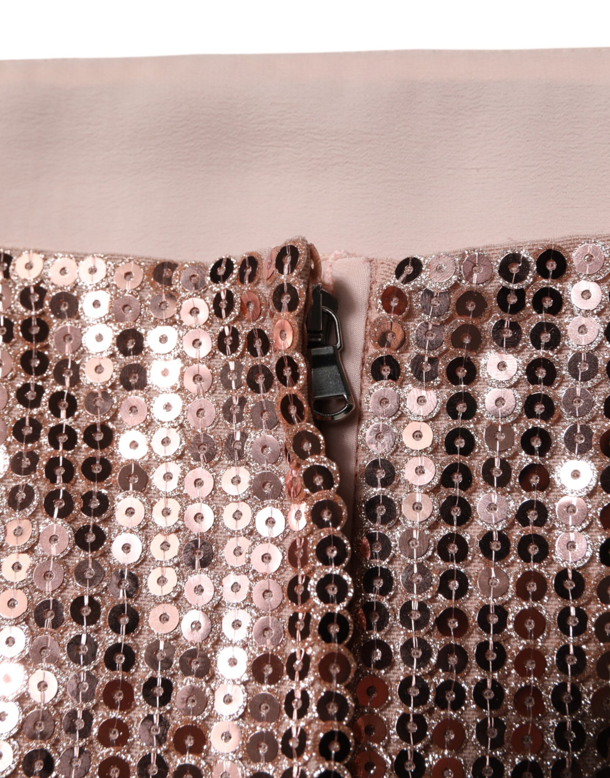 Dolce & Gabbana Pink Sequined Nylon Sleeveless Cropped Top Dolce & Gabbana