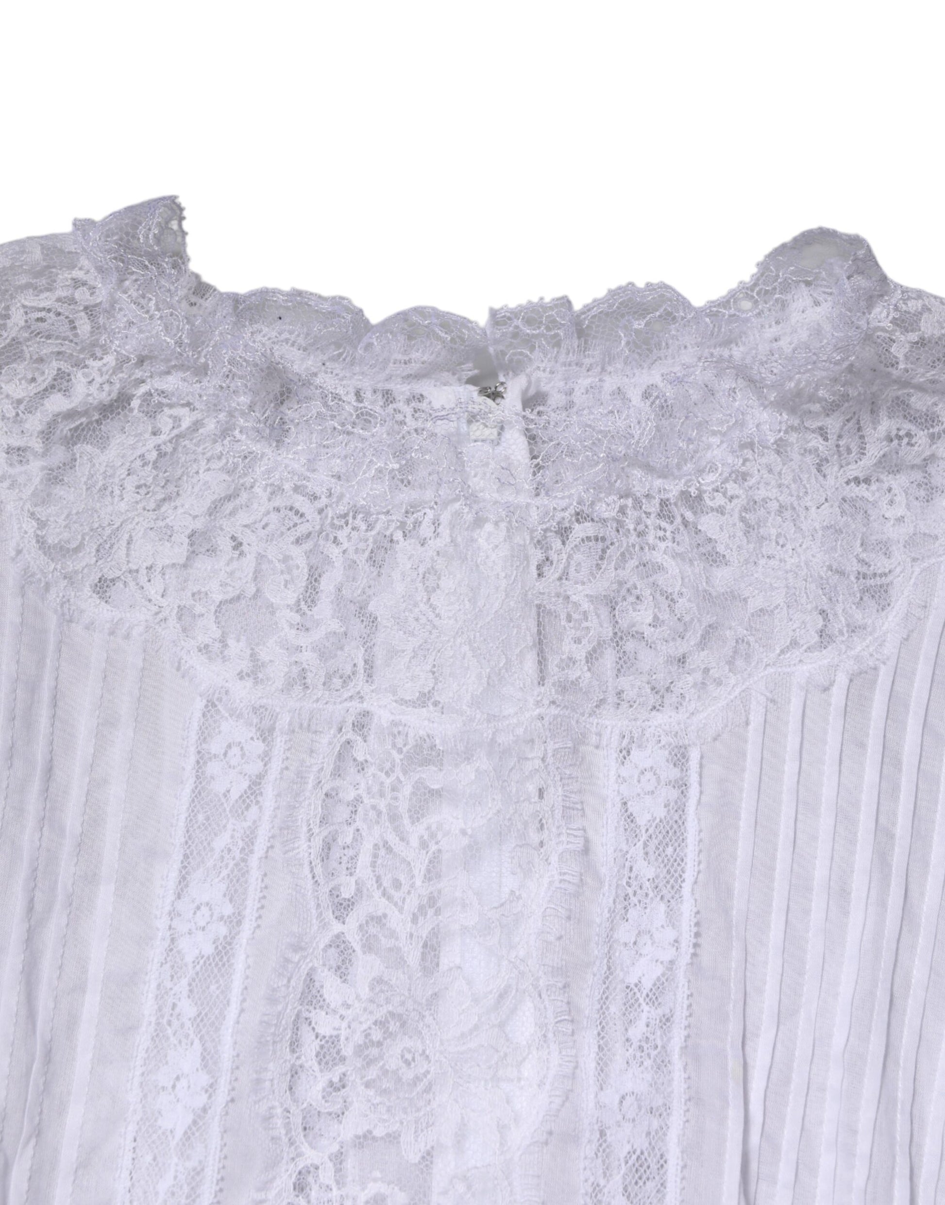 Dolce & Gabbana White Cotton Floral Lace Long Sleeves Top Dolce & Gabbana