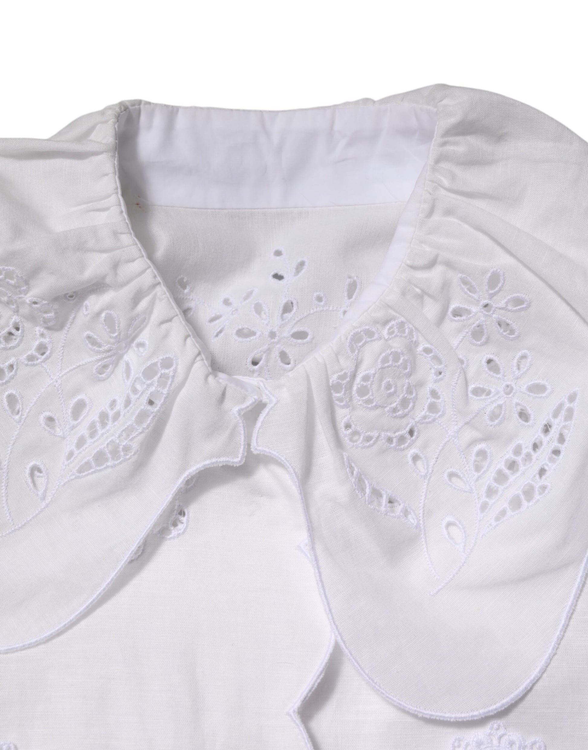 Dolce & Gabbana White Ruffled Lace Embellished Blouse Top Dolce & Gabbana