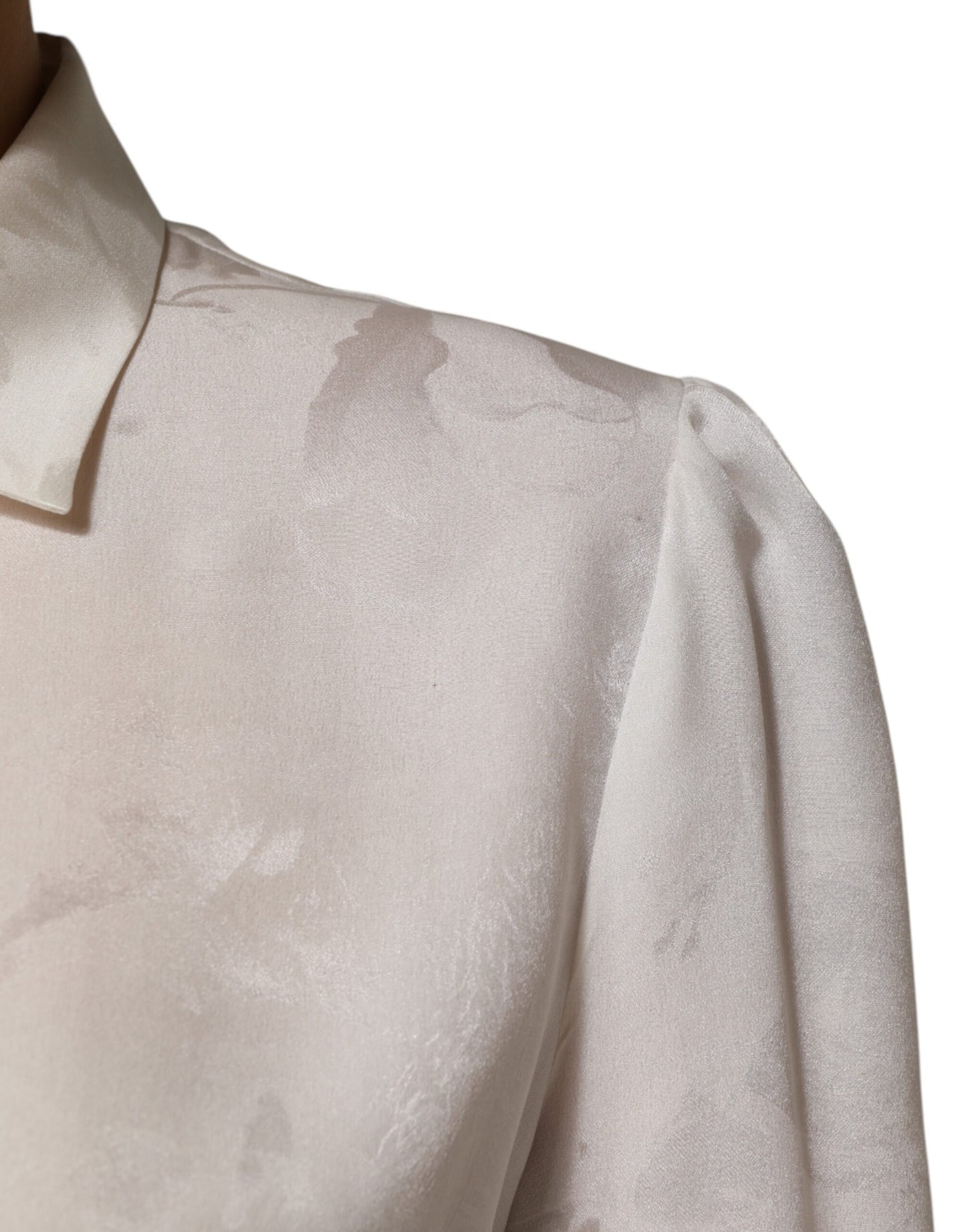 Dolce & Gabbana White Silk Long Sleeves Collared Shirt Top Dolce & Gabbana
