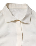Dolce & Gabbana White Silk Long Sleeves Collared Shirt Top
