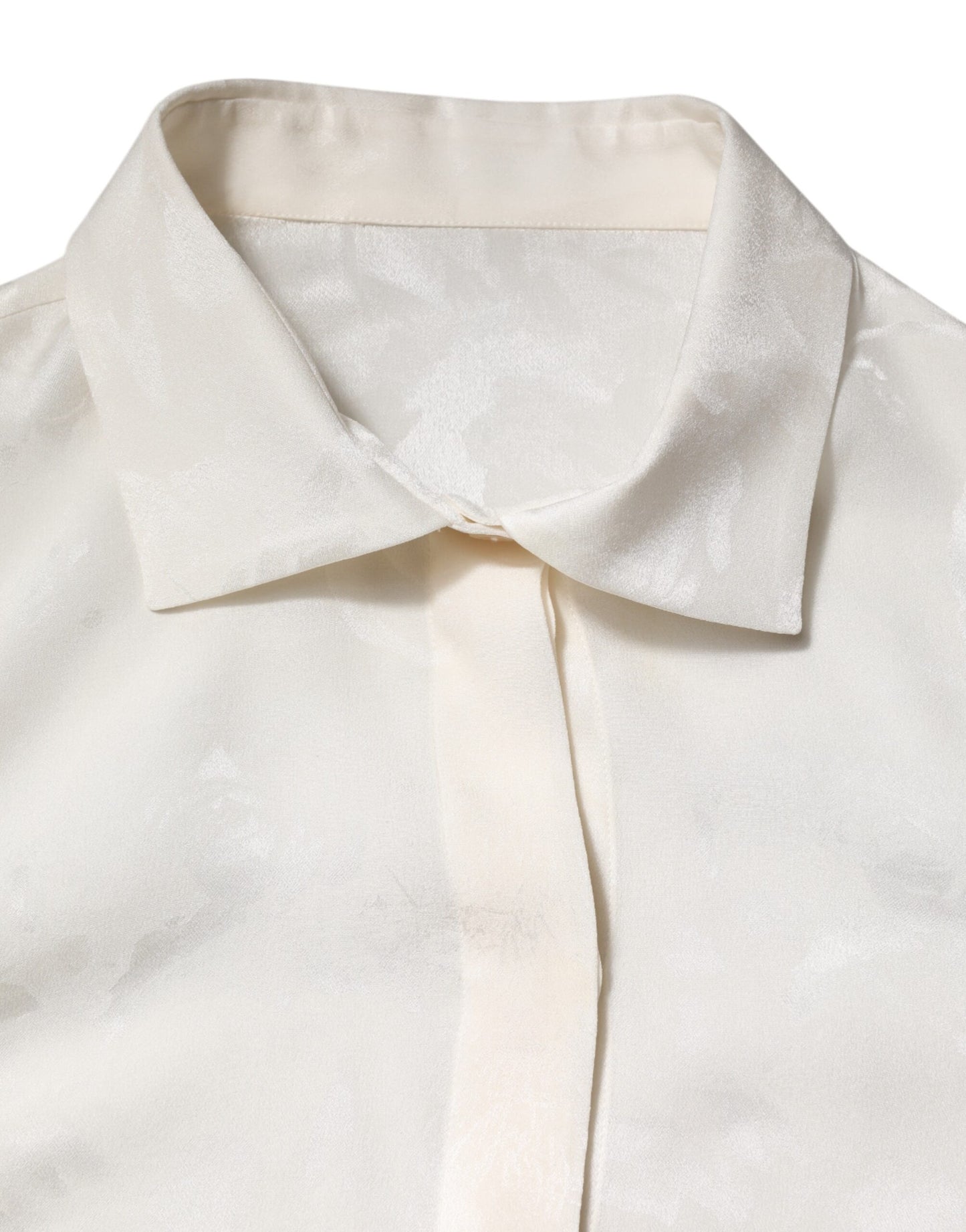 Dolce & Gabbana White Silk Long Sleeves Collared Shirt Top Dolce & Gabbana