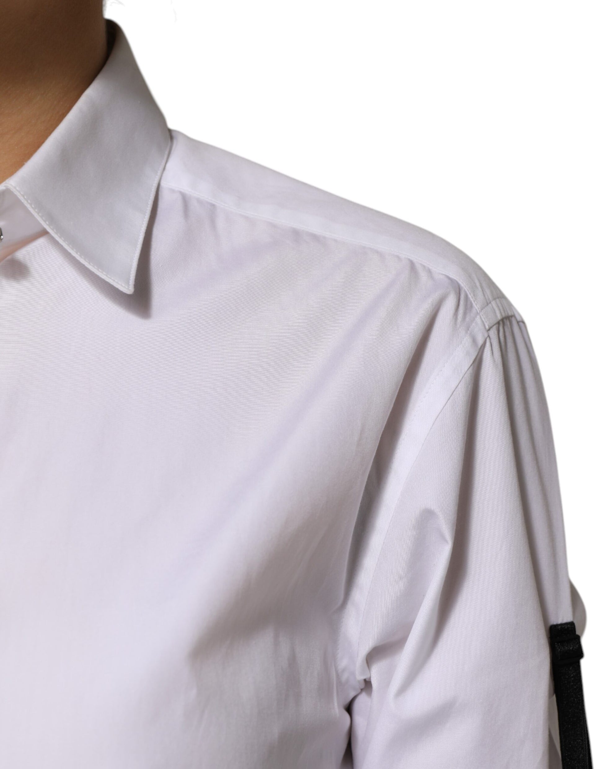 Dolce & Gabbana White Crystal Embellished Collared Shirt Top Dolce & Gabbana