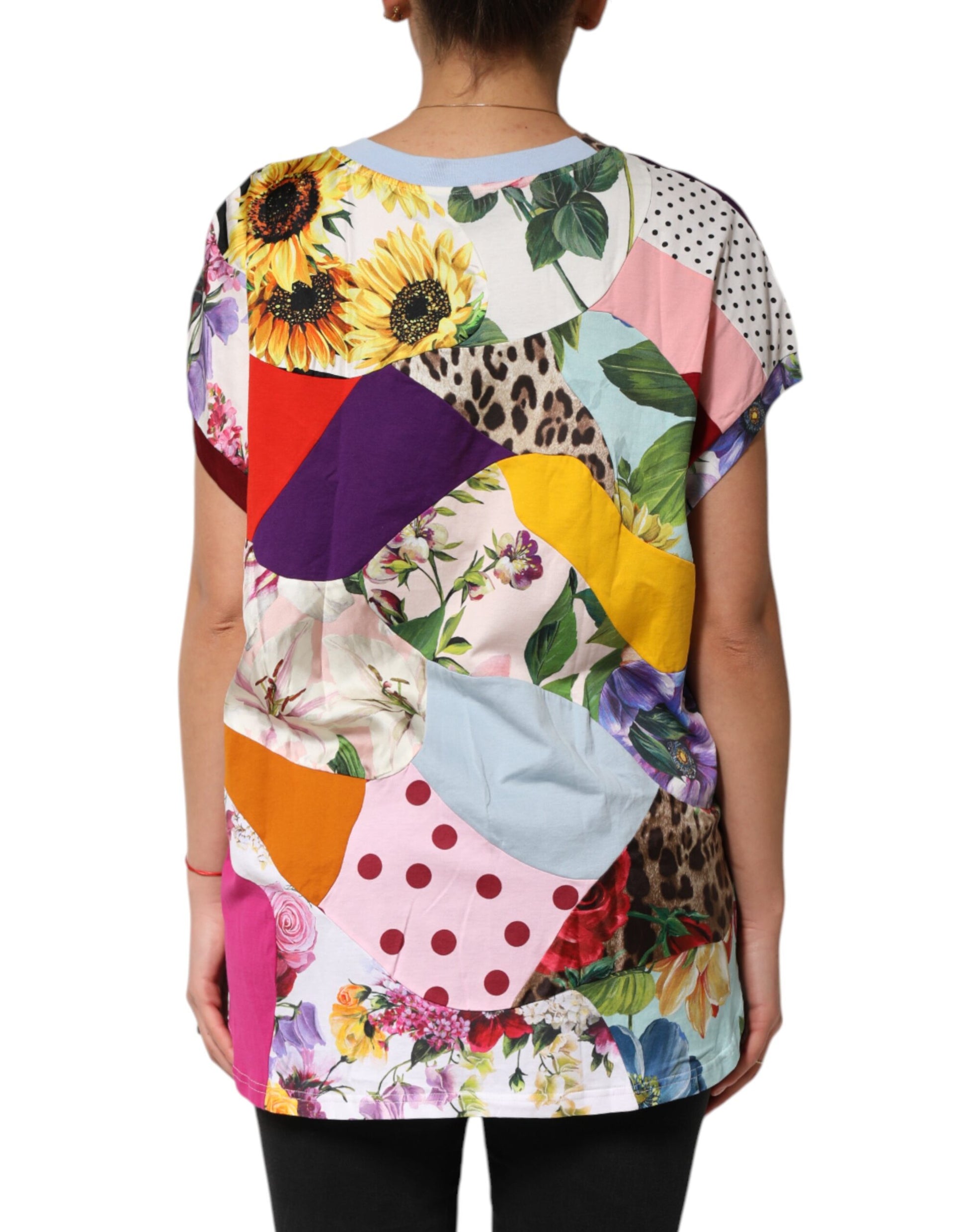 Dolce & Gabbana Multicolor Patchwork Cotton Silk Blouse Top Dolce & Gabbana