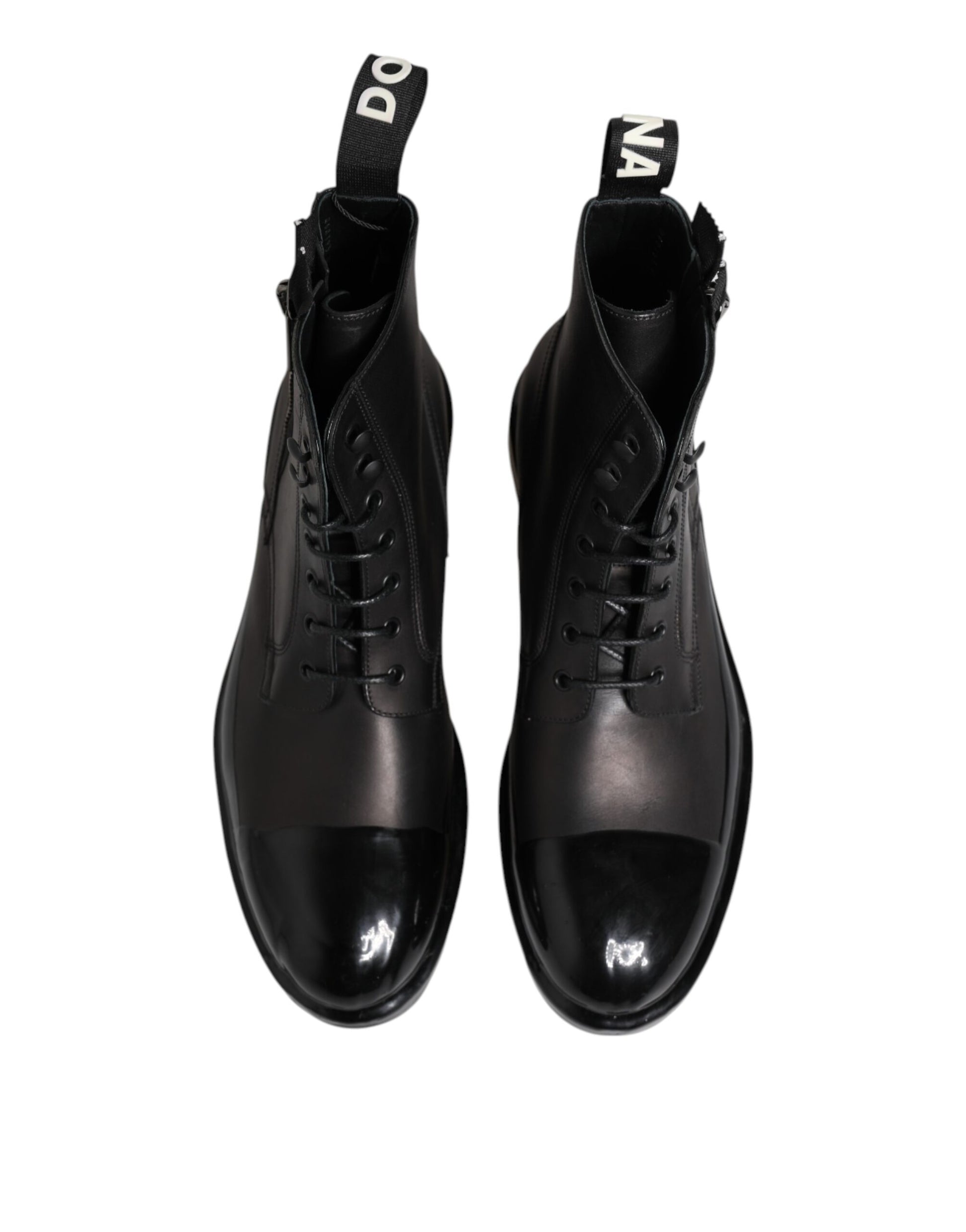 Dolce & Gabbana Brown Black Lace Up Mid Calf Men Boots Shoes Dolce & Gabbana