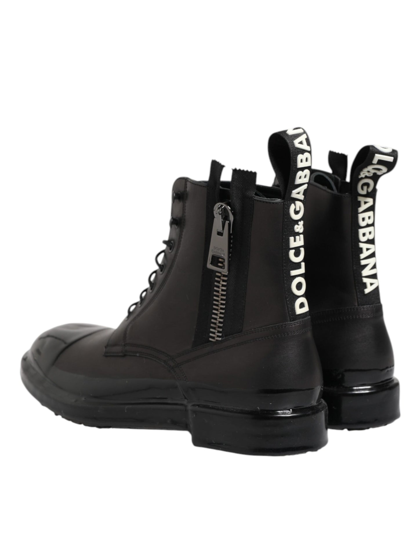 Dolce & Gabbana Brown Black Lace Up Mid Calf Men Boots Shoes Dolce & Gabbana