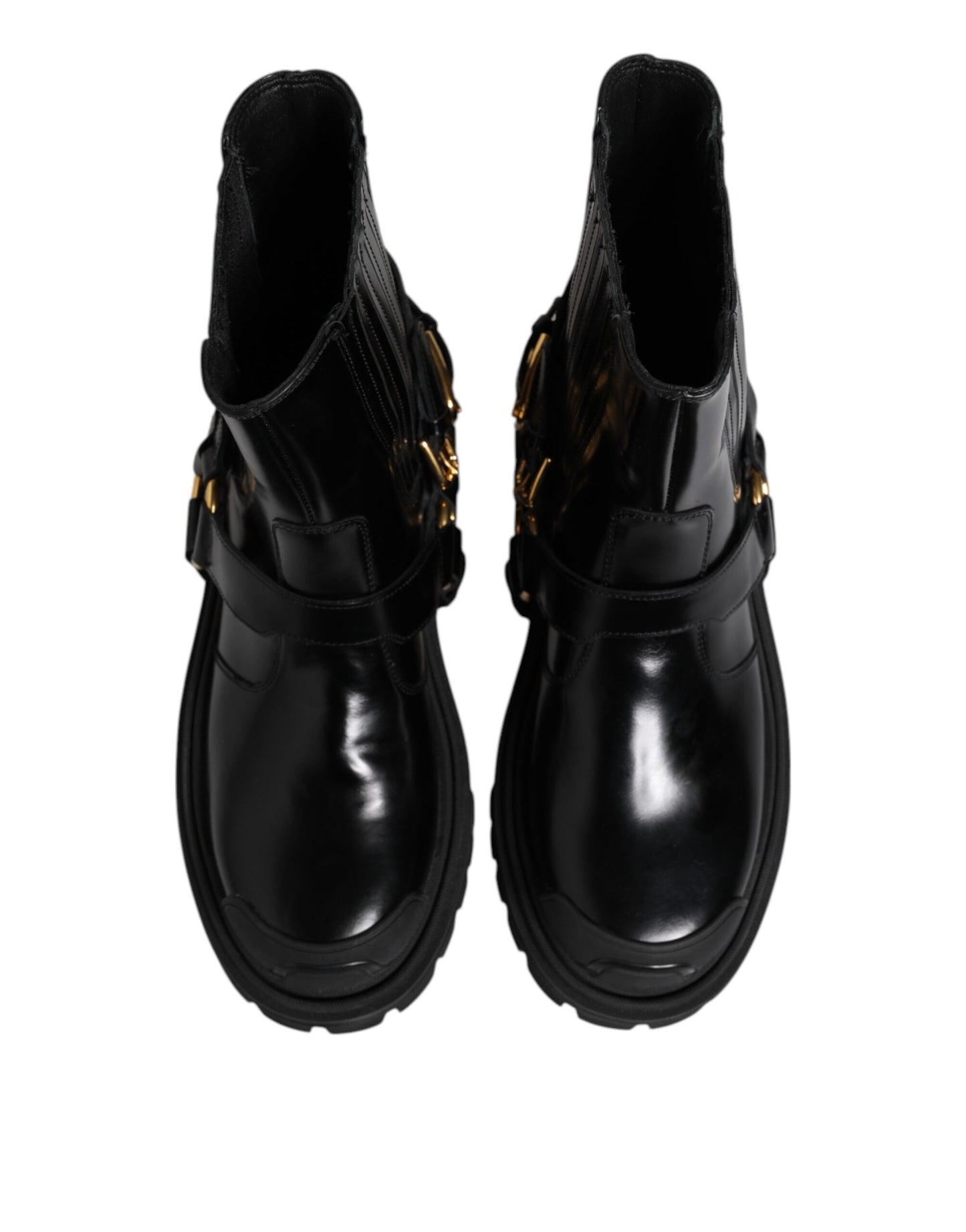 Dolce & Gabbana Black Leather Chelsea Men Short Boots Shoes Dolce & Gabbana