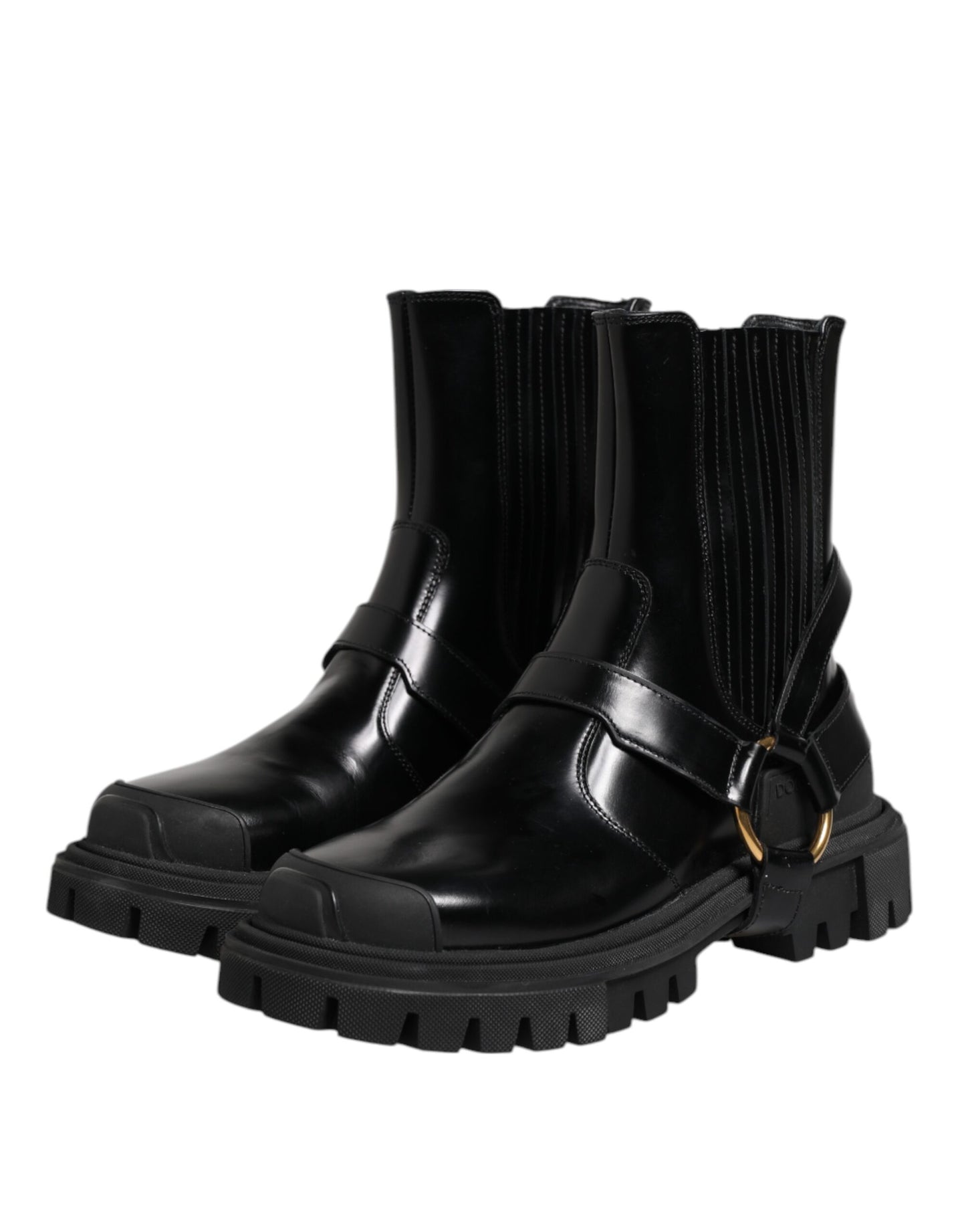 Dolce & Gabbana Black Leather Chelsea Men Short Boots Shoes Dolce & Gabbana