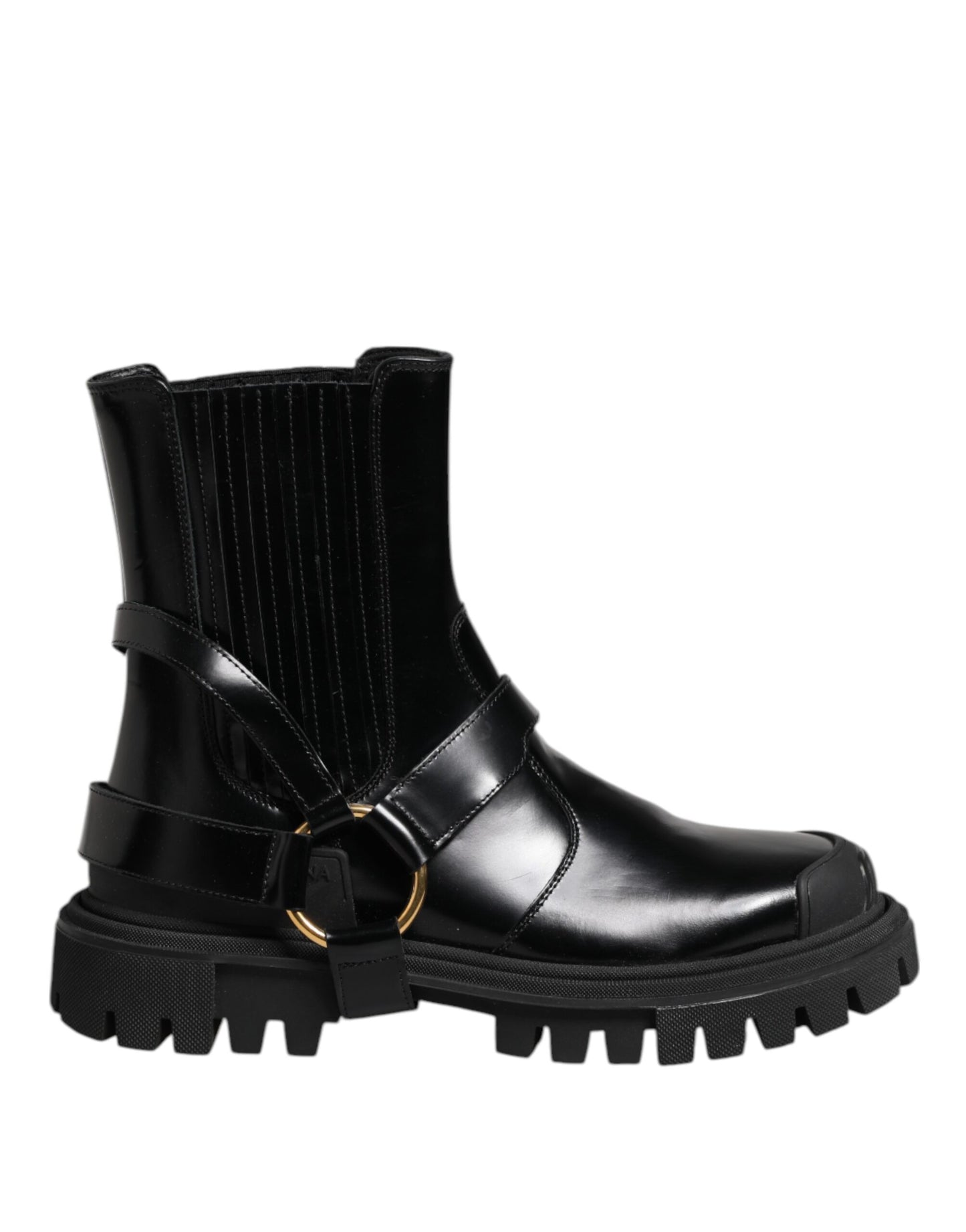Dolce & Gabbana Black Leather Chelsea Men Short Boots Shoes Dolce & Gabbana