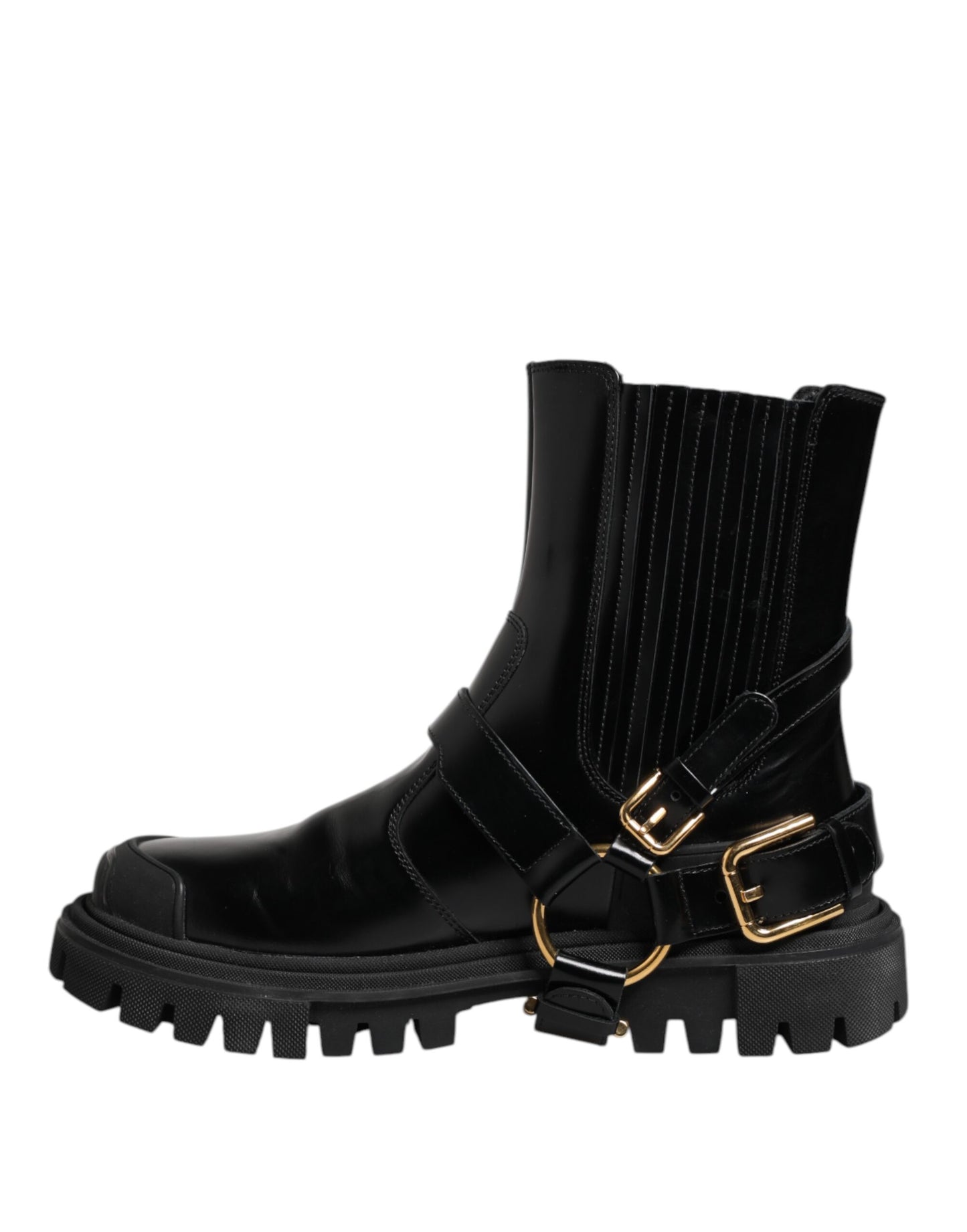 Dolce & Gabbana Black Leather Chelsea Men Short Boots Shoes Dolce & Gabbana